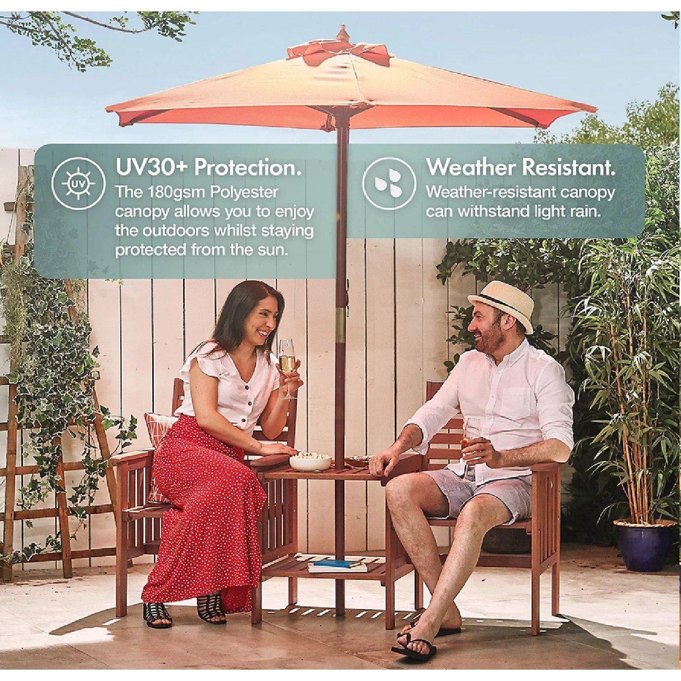 Orange - VonHaus - 2.7m Steel Garden Parasol & Base Set - 4