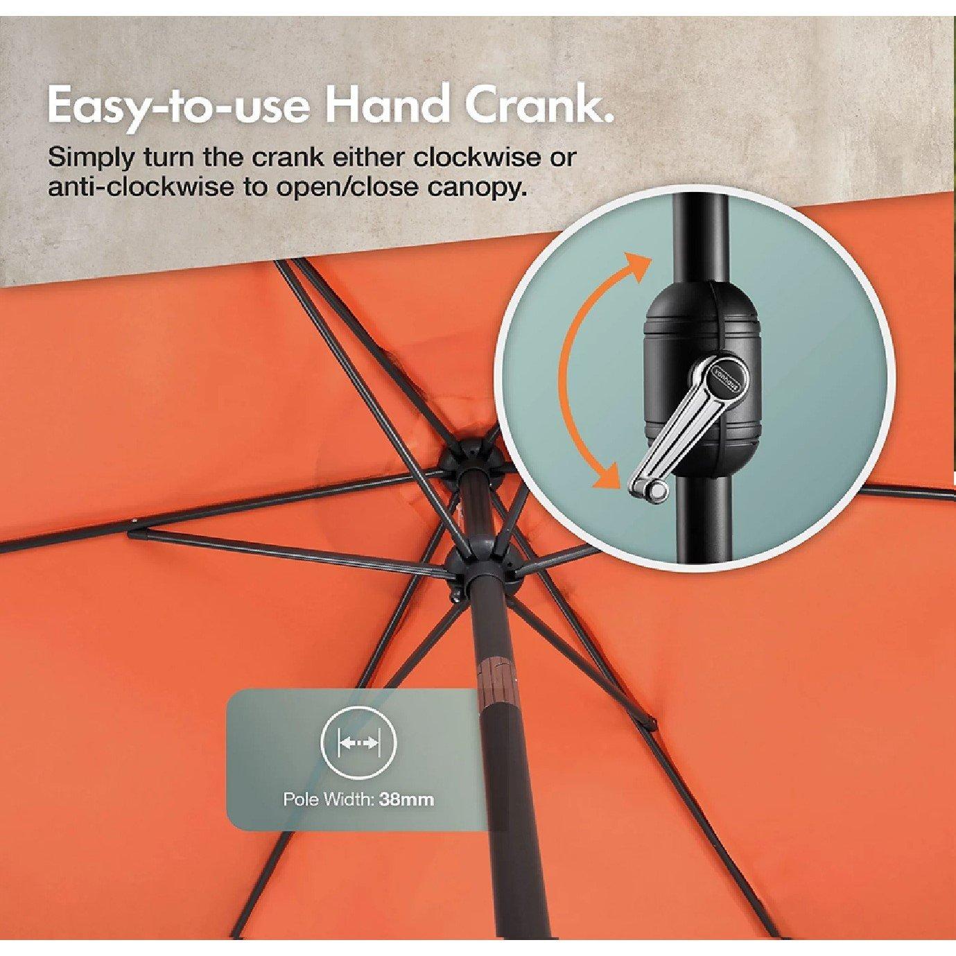 Orange - VonHaus - 2.7m Steel Garden Parasol & Base Set - 6