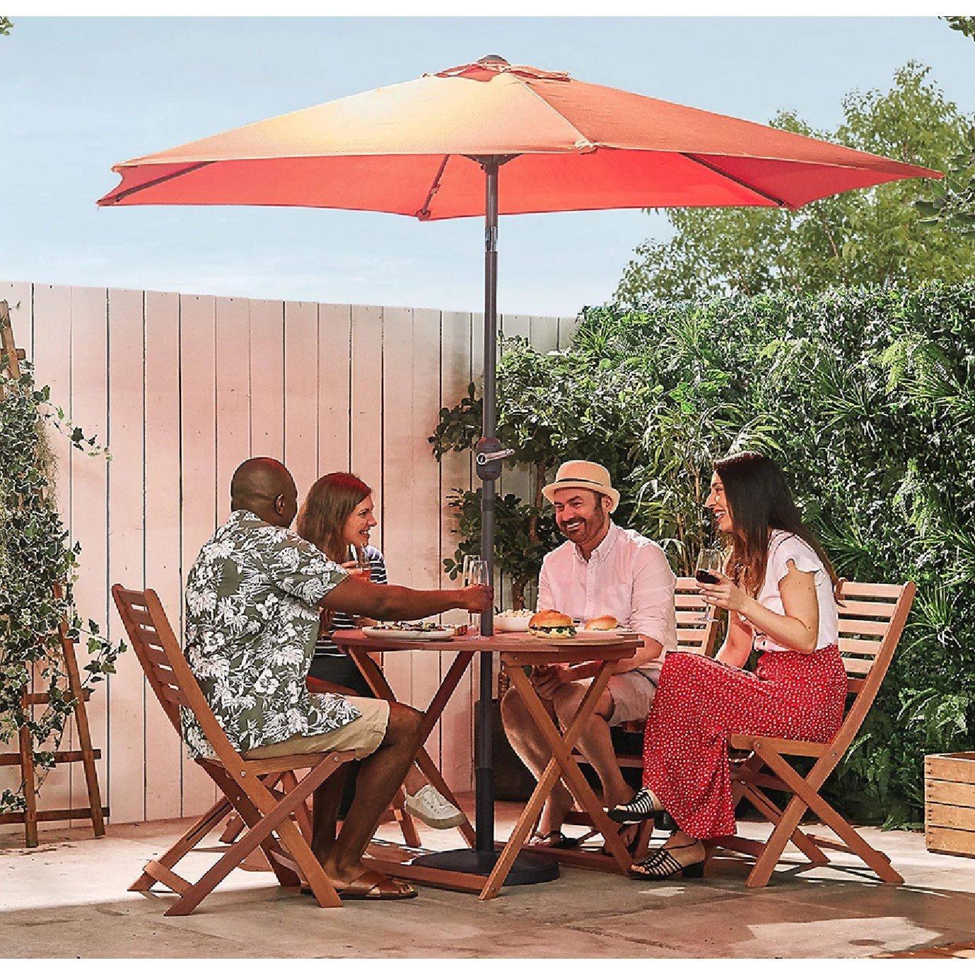 Orange - VonHaus - 2.7m Steel Garden Parasol & Base Set - 9