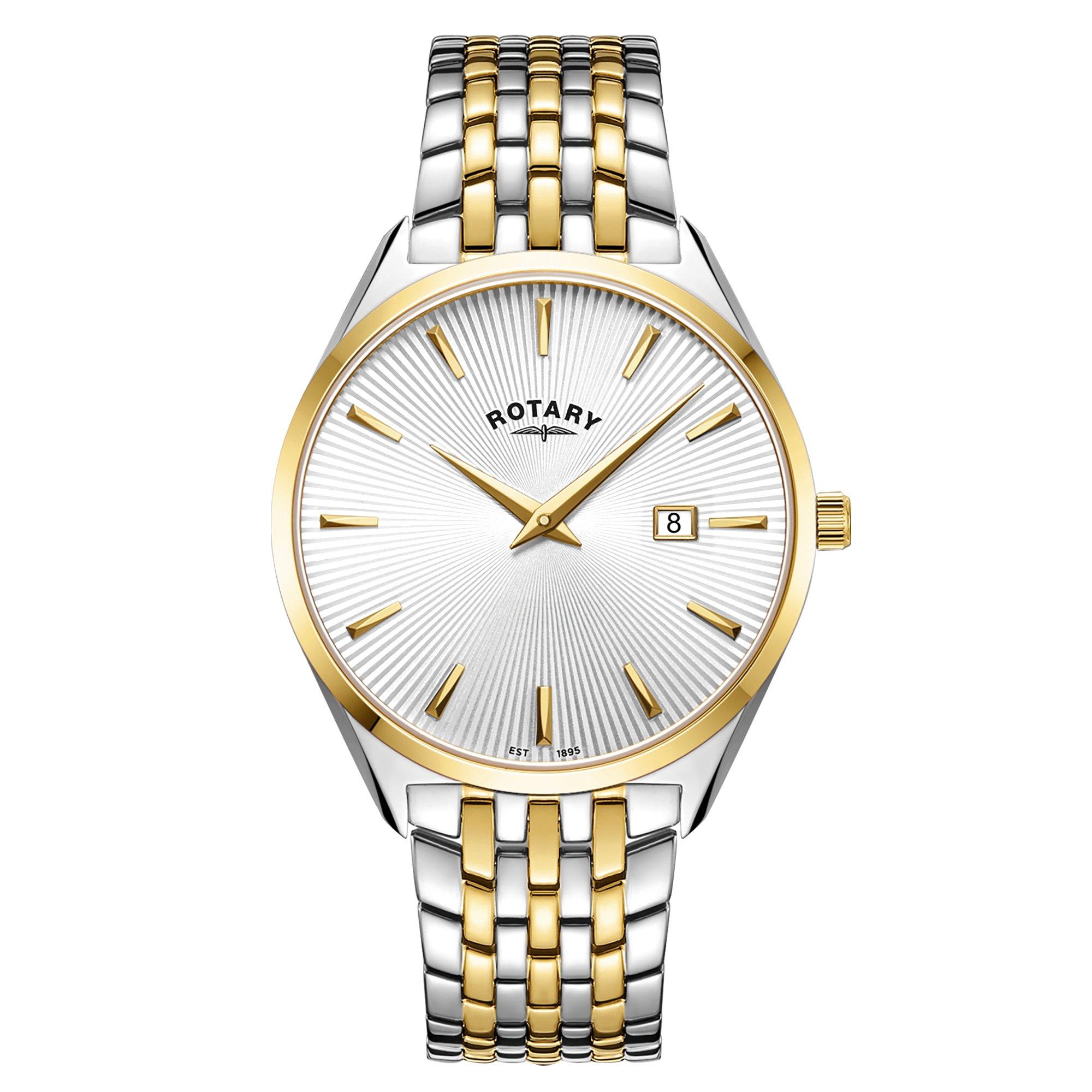 Silver & Gold - Rotary - Rotary Mens Ultra Slim SS Bracelet Watch - 1