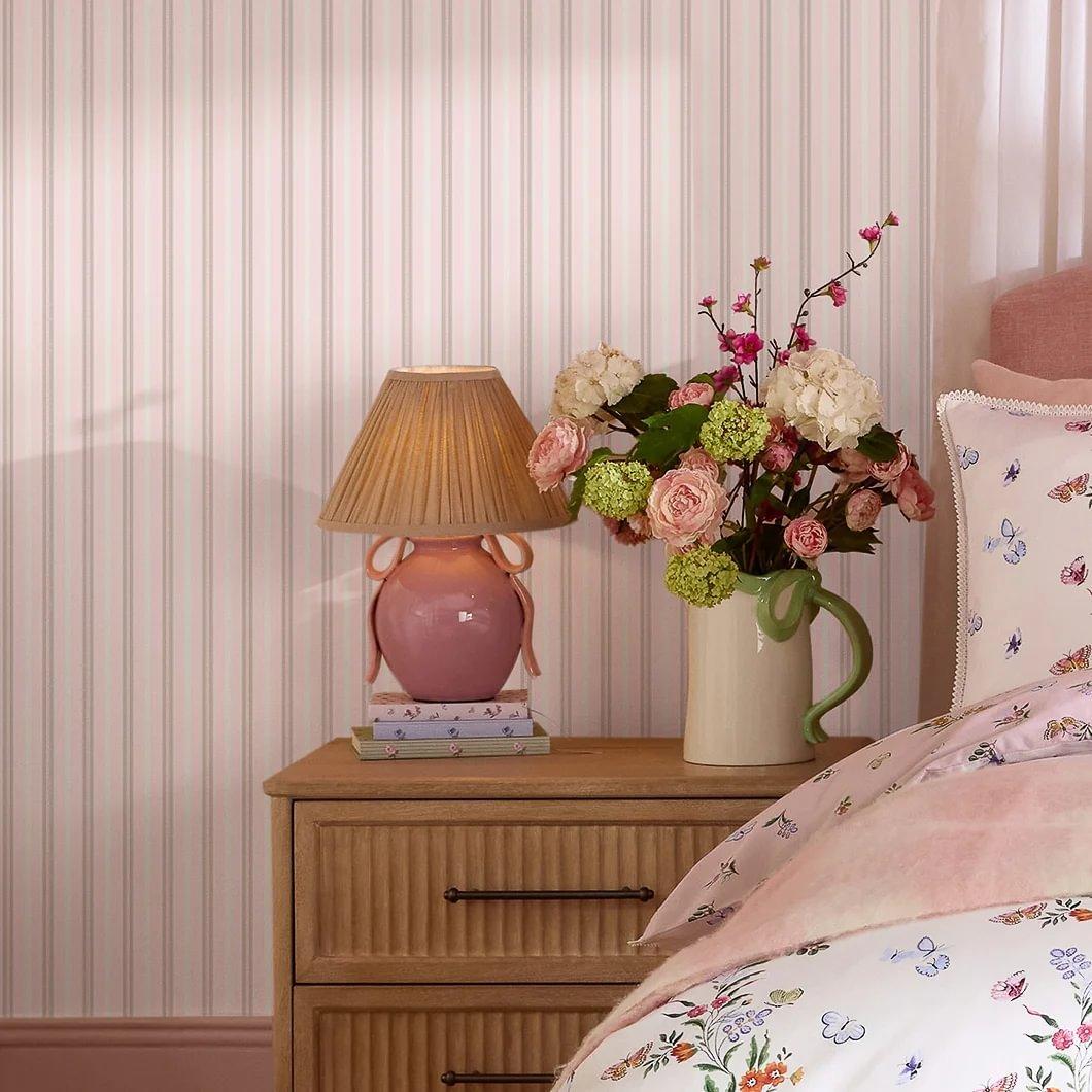 Pink - Cath Kidston - Stitched Stripe Blue Wallpaper - 2