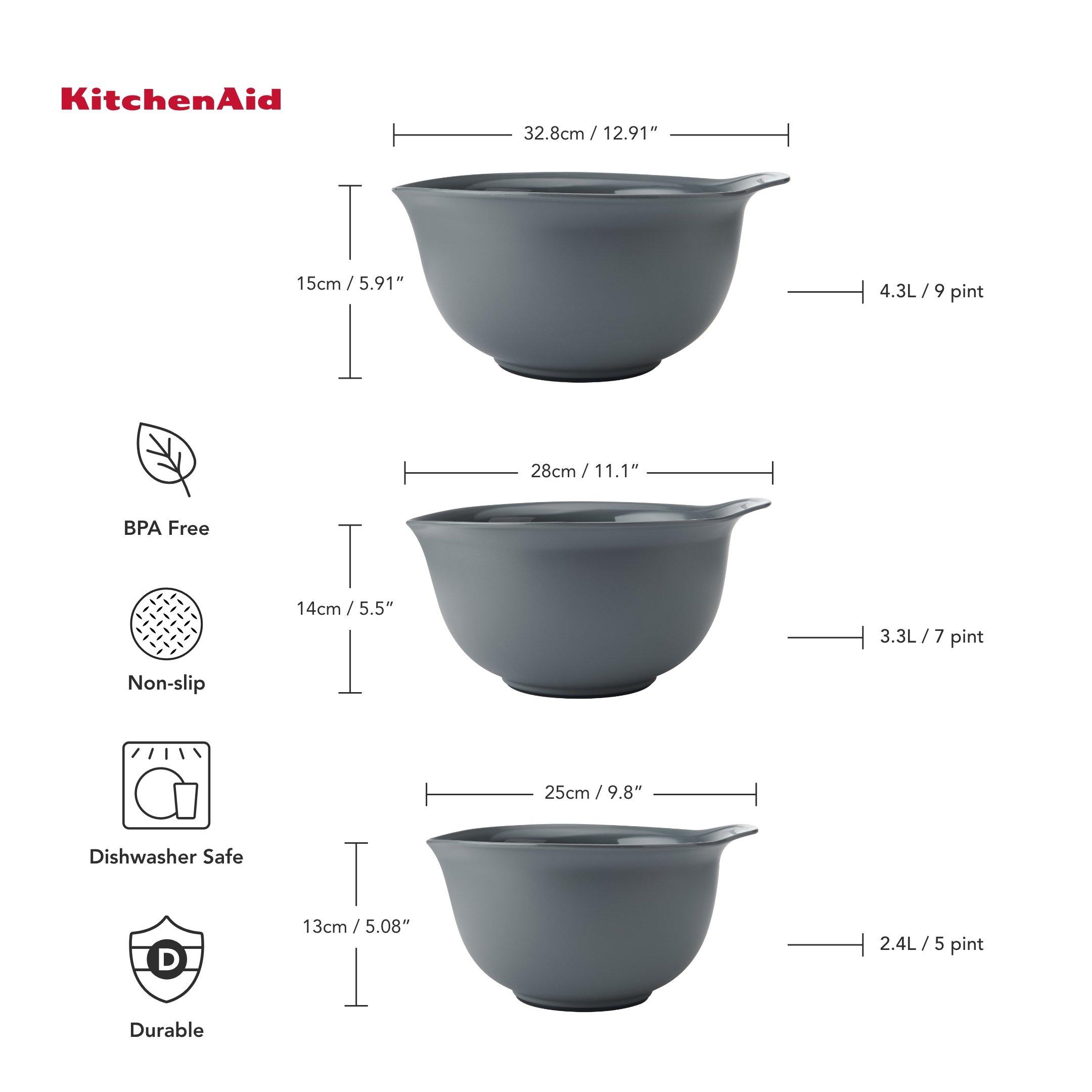Grey - KitchenAid - KitchenAid Nesting Mixing Bowl Set - Charcoal - 6
