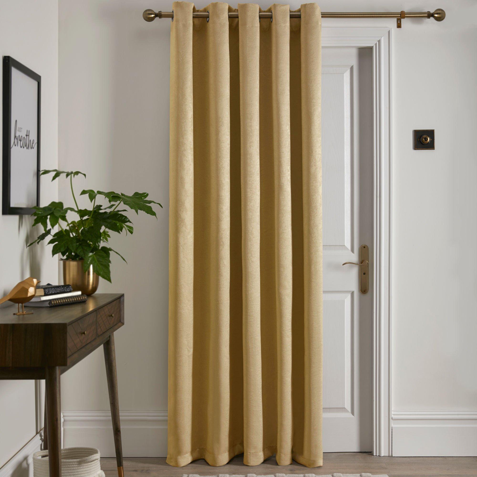 Fusion  Strata Single Panel Door Or Window Eyelet Curtain - Ochre - 168x214cm