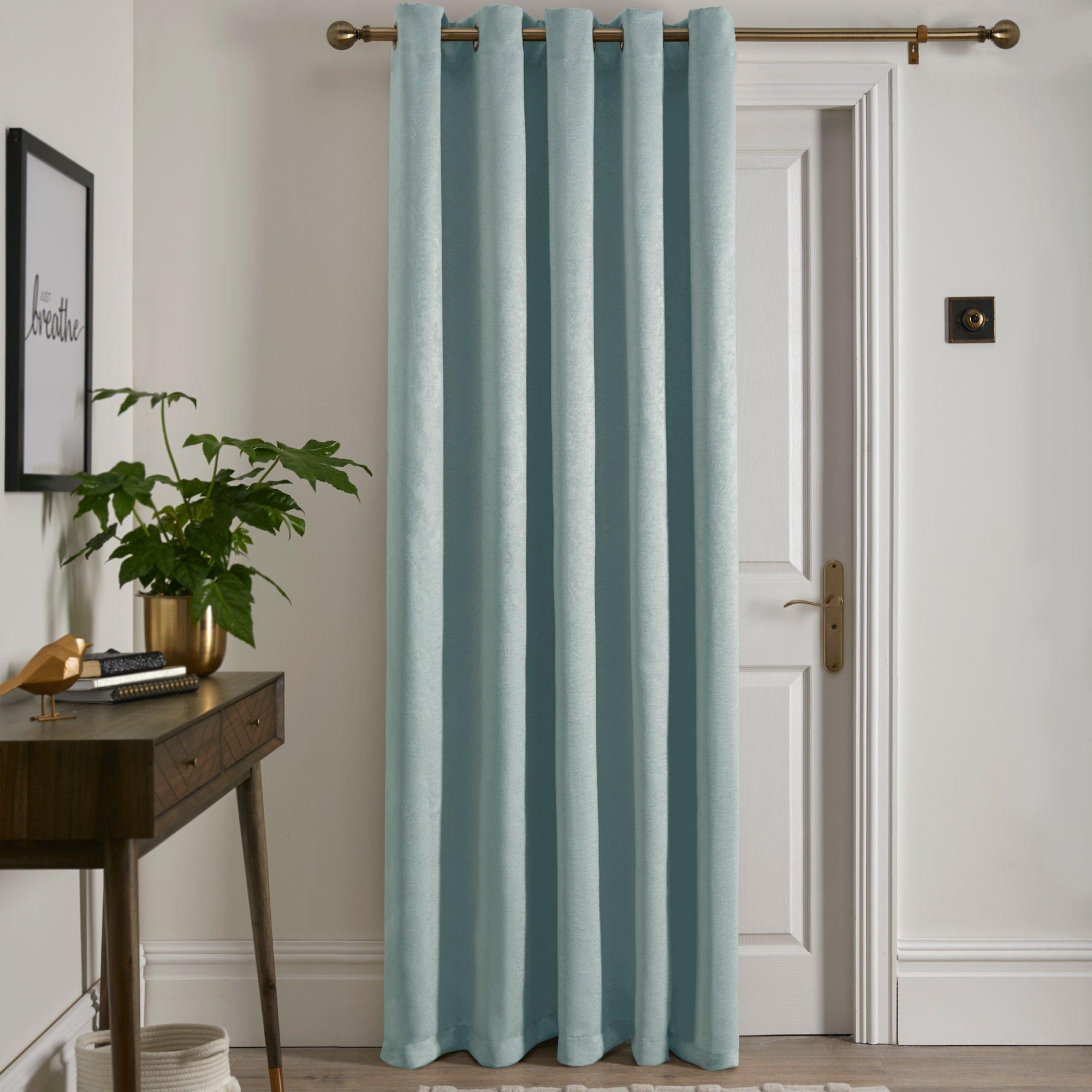 Fusion  Strata Single Panel Door Or Window Eyelet Curtain - Duck Egg - 168x214cm