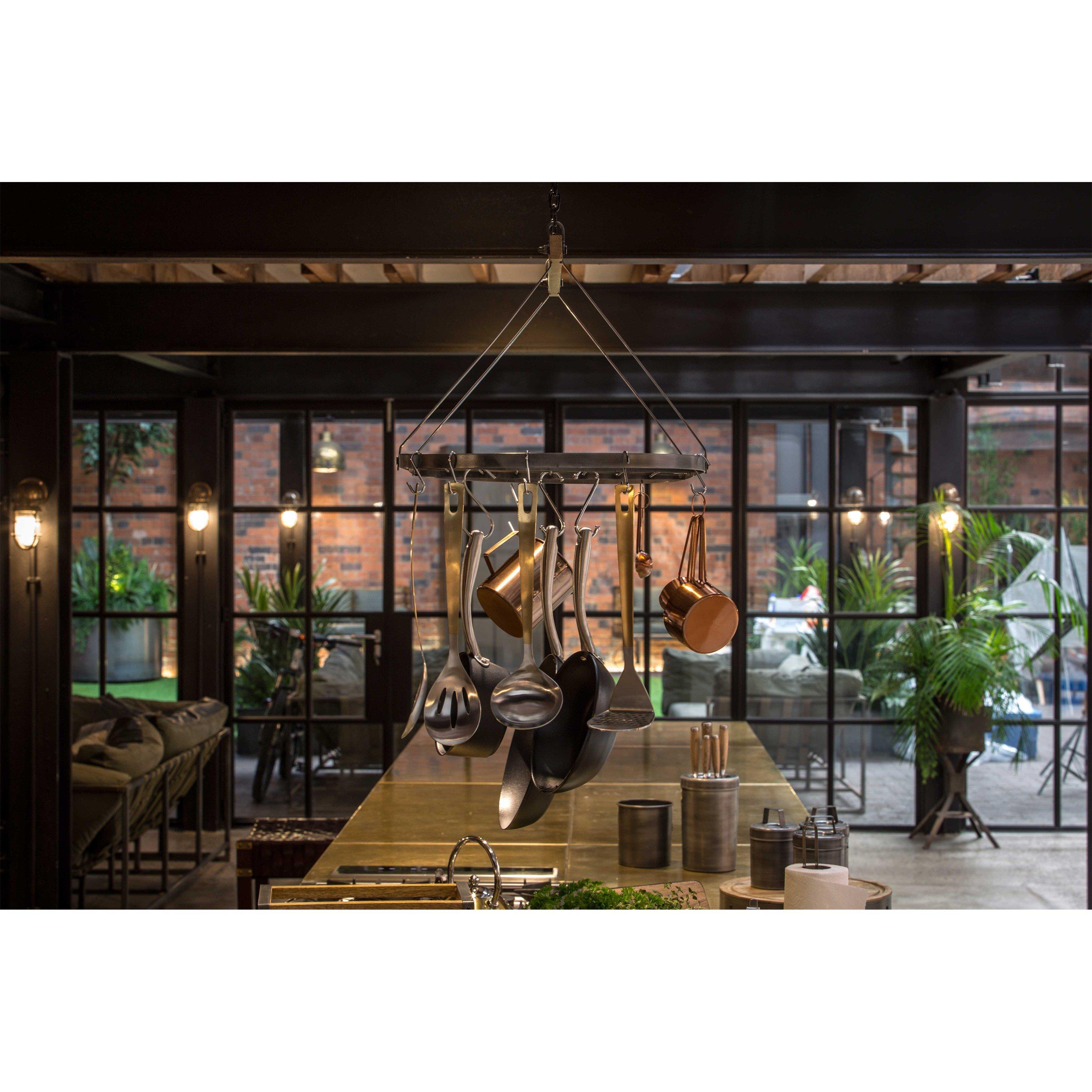 Grey - KitchenCraft - Industrial Kitchen Ceiling Hanging Pot & Pan Rack - 4