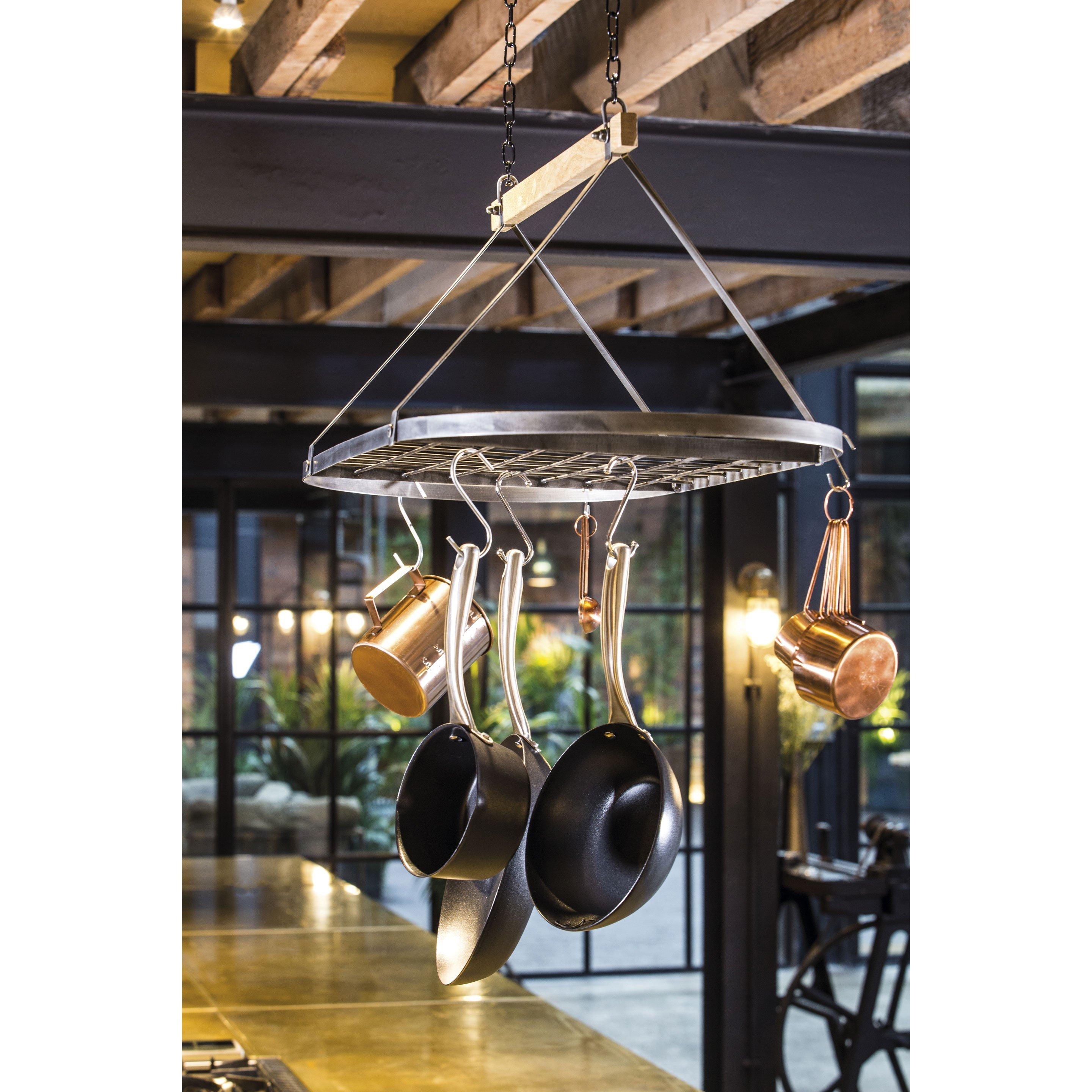 Grey - KitchenCraft - Industrial Kitchen Ceiling Hanging Pot & Pan Rack - 5