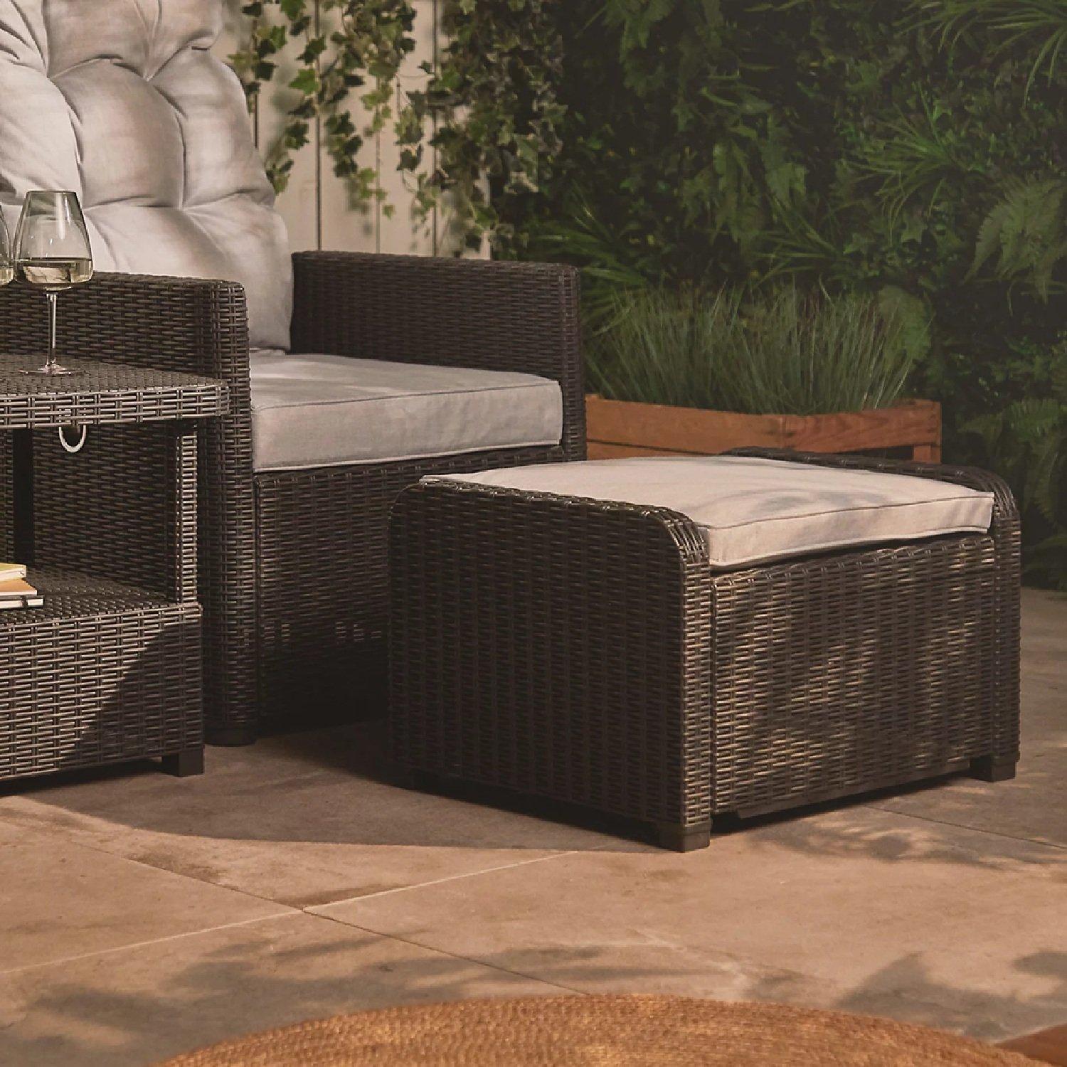 Grey - VonHaus - Parga 2 Seat Faux Rattan Recliner Bistro Set - 7