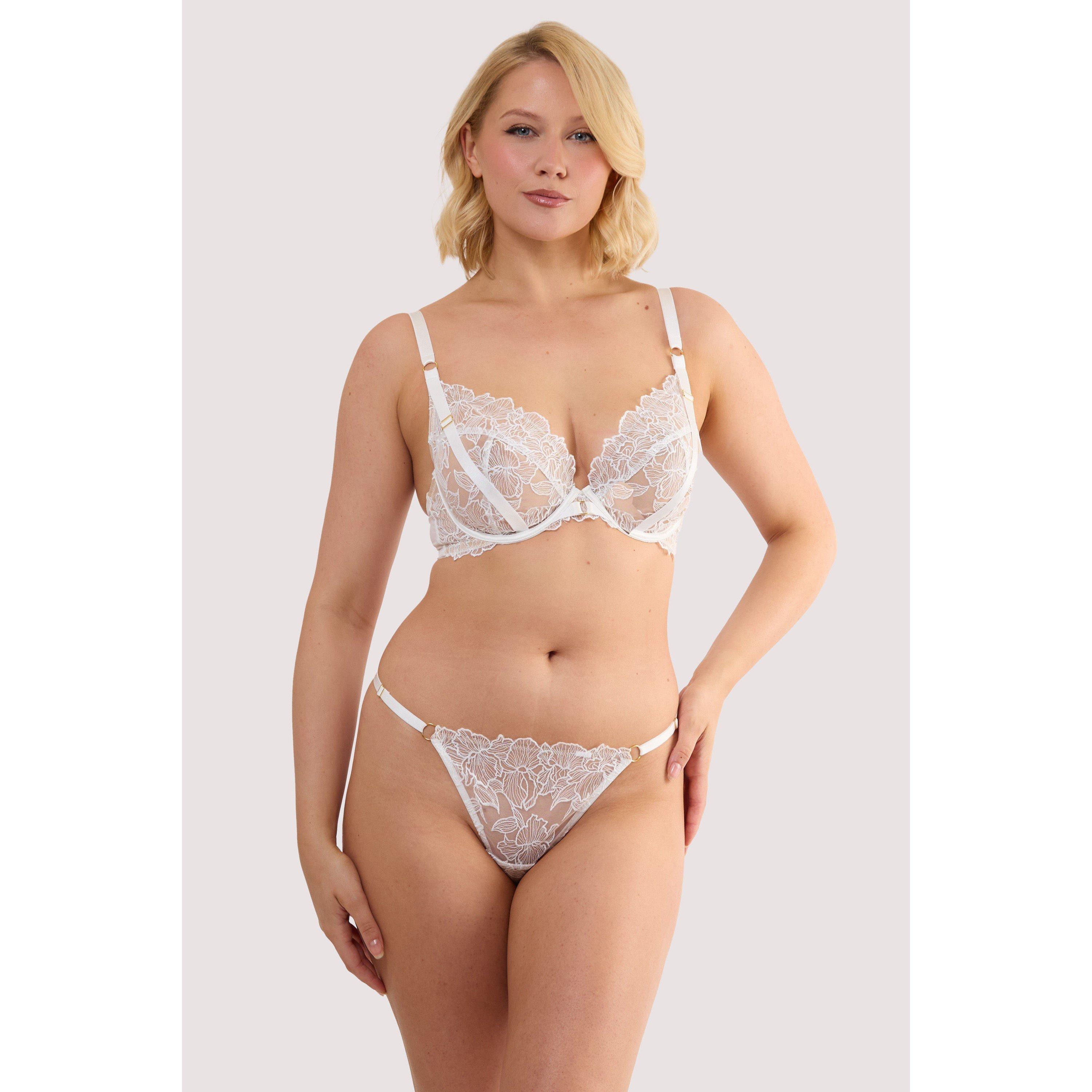 White - Playful Promises - Willow White Floral Embroidery Bra - 4