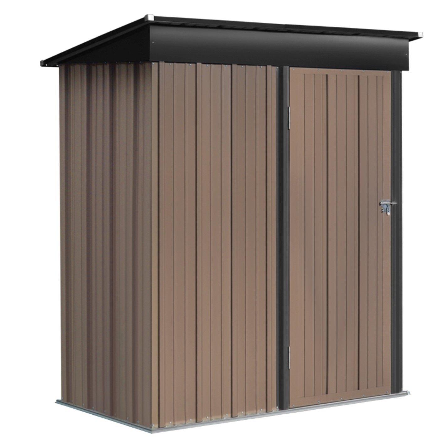 Brown - Breeins - Outdoor 3x5Fts Storage Metal Shed Brown - 3