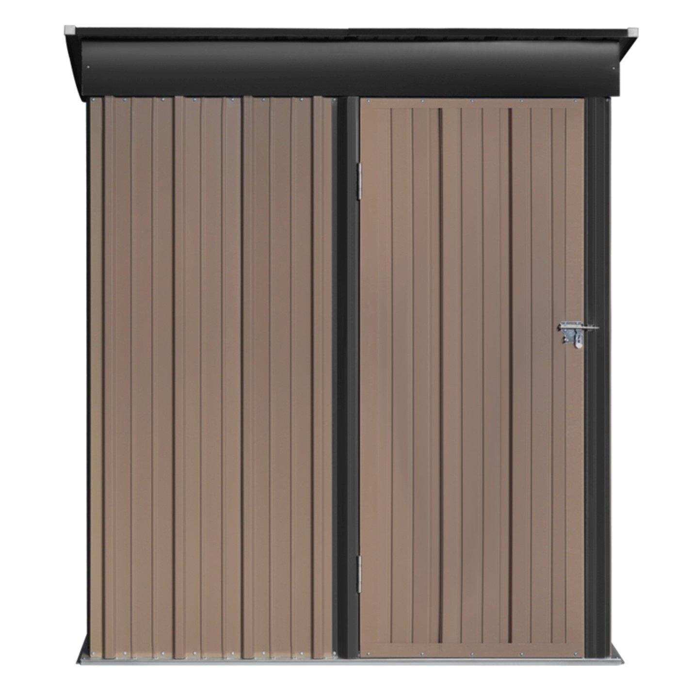 Brown - Breeins - Outdoor 3x5Fts Storage Metal Shed Brown - 5