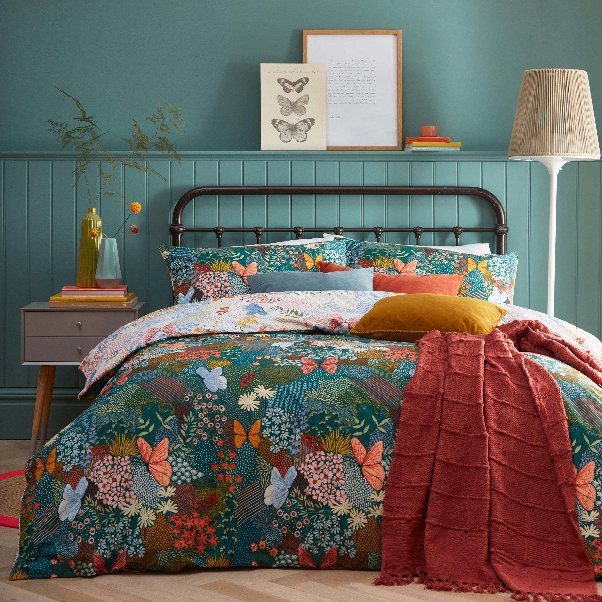 Furn.  Forage Floral Duvet Set - Teal - King
