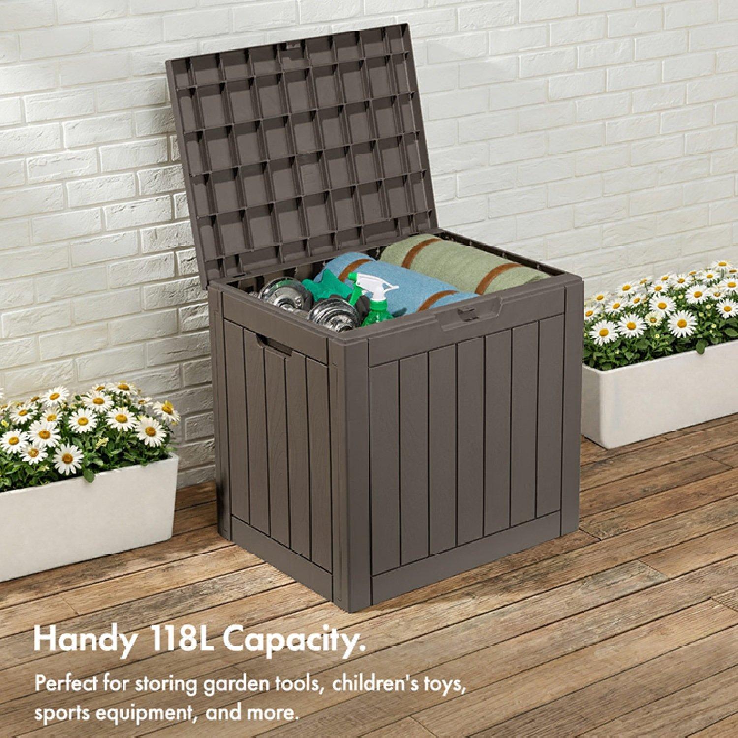 Grey - VonHaus - Waterproof Garden Storage Box – 118L - 3