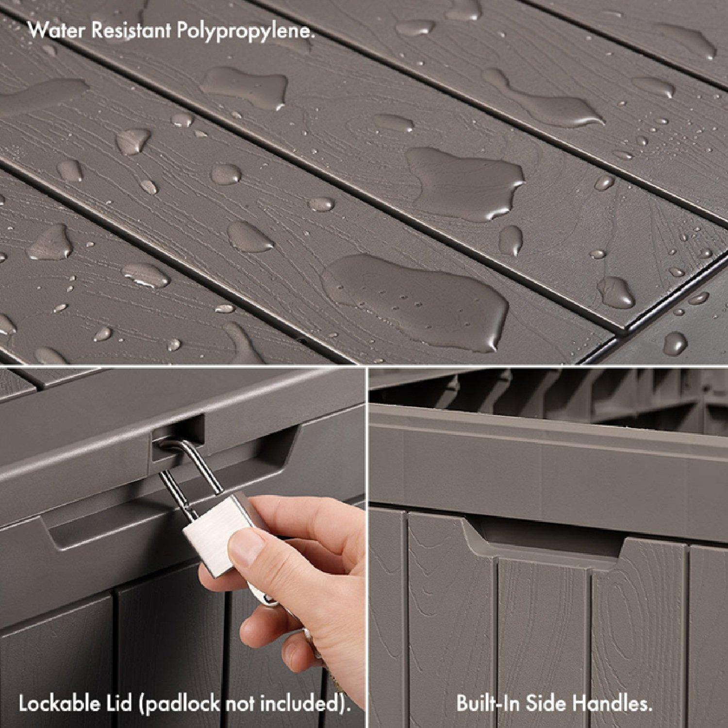 Grey - VonHaus - Waterproof Garden Storage Box – 118L - 4