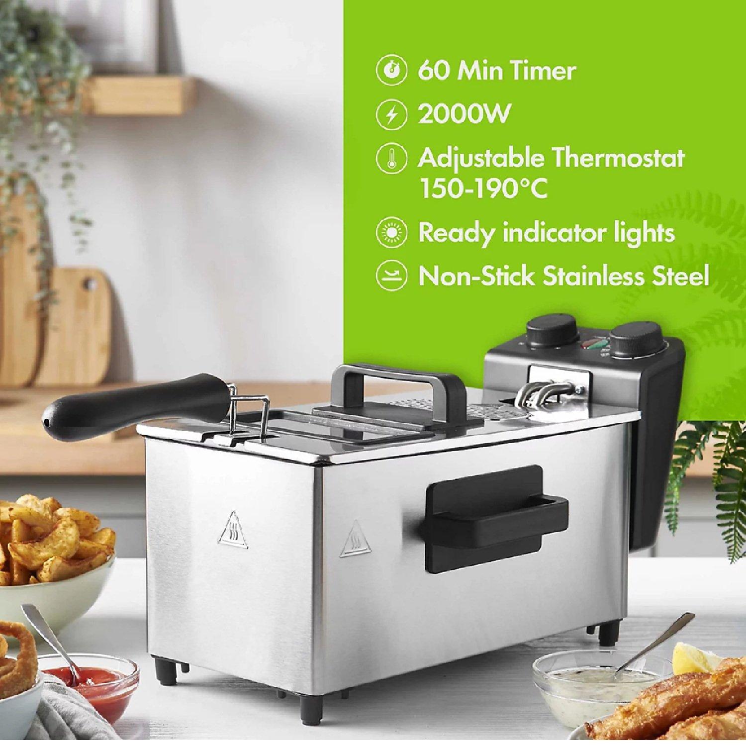 Silver - VonShef - Deep Fat Fryer - 3L - 2