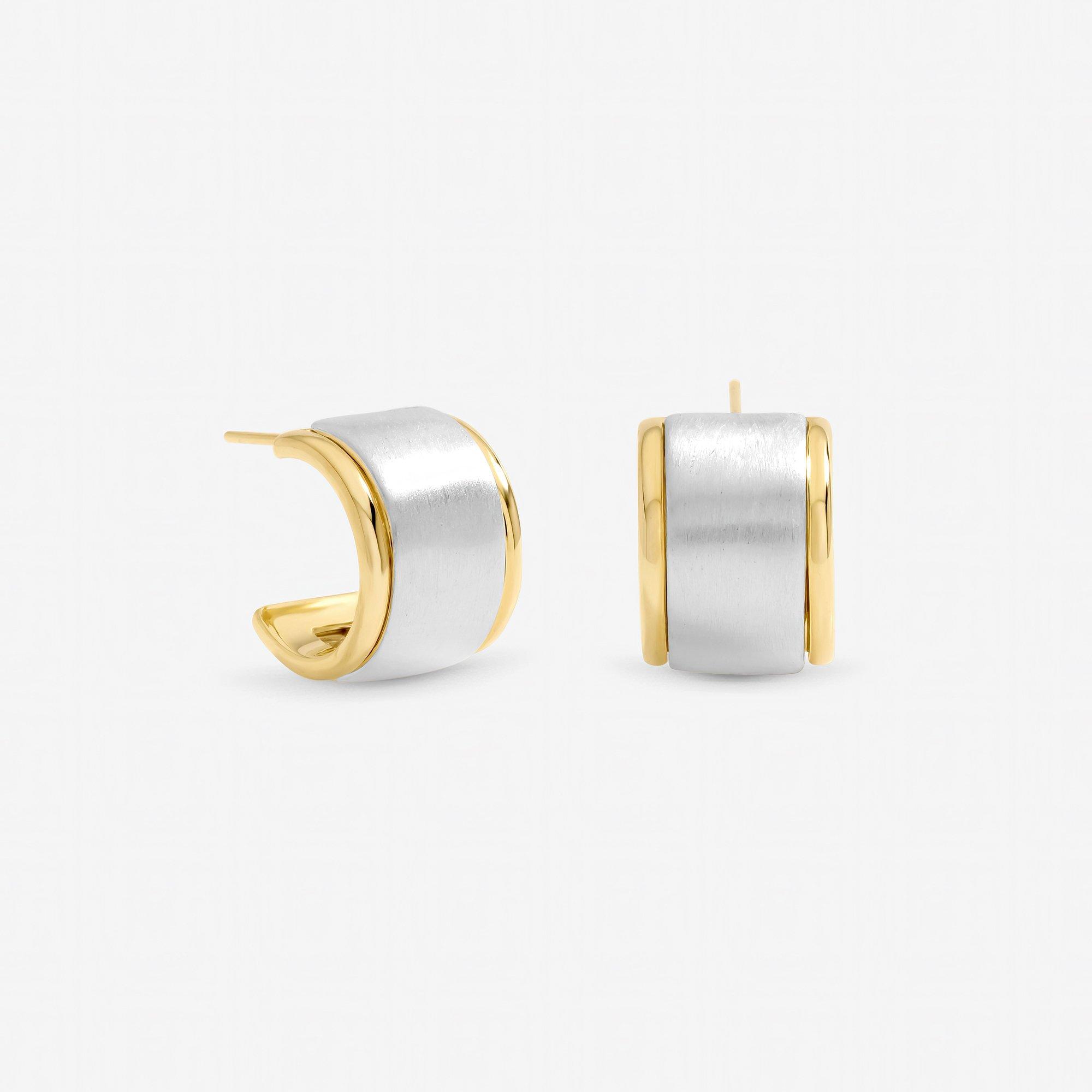 Gold - Jon Richard - Two Tone Satin Hoop Earrings - 1