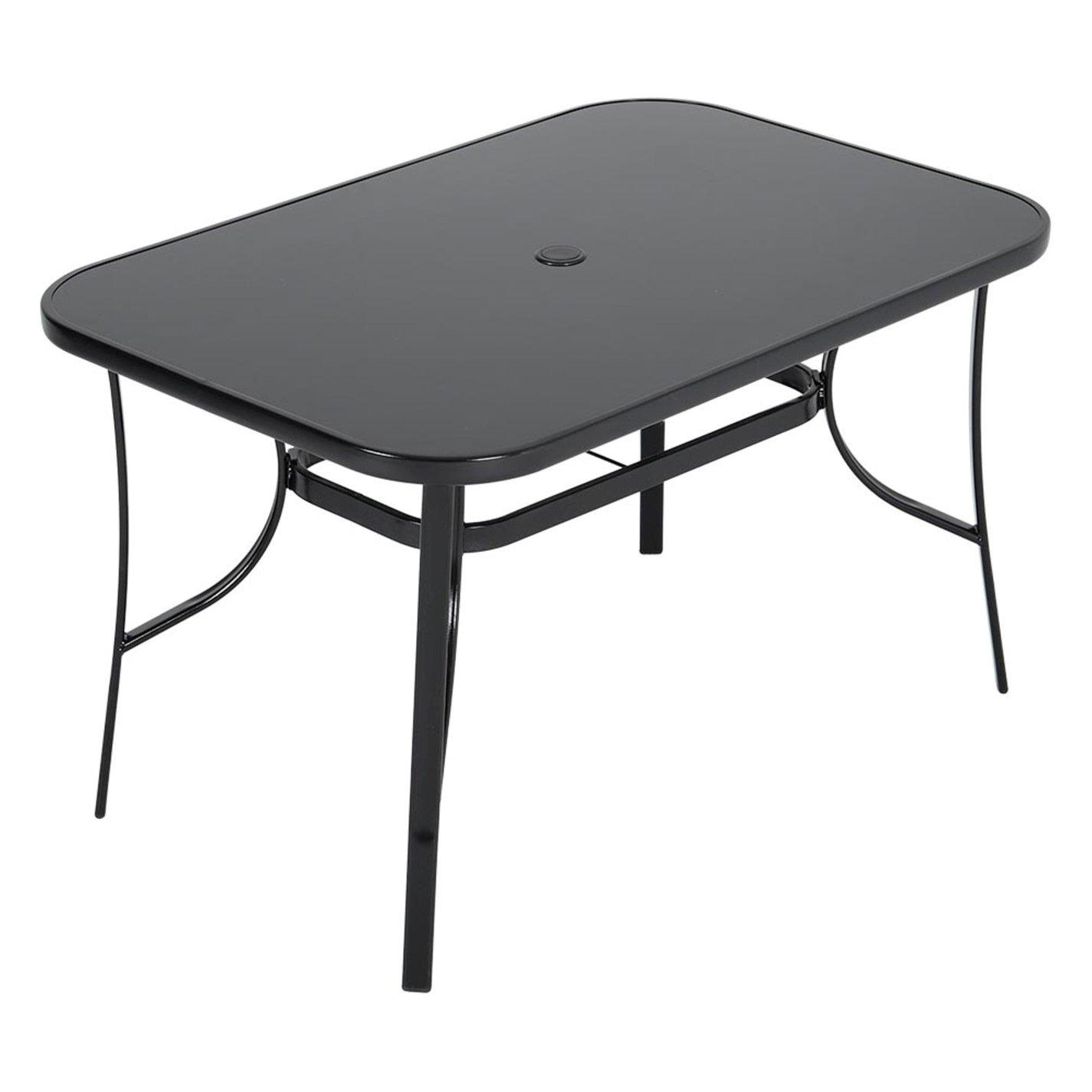 Black - Breeins - 1.2m Metallic Table with 6 Folding Chairs - 3