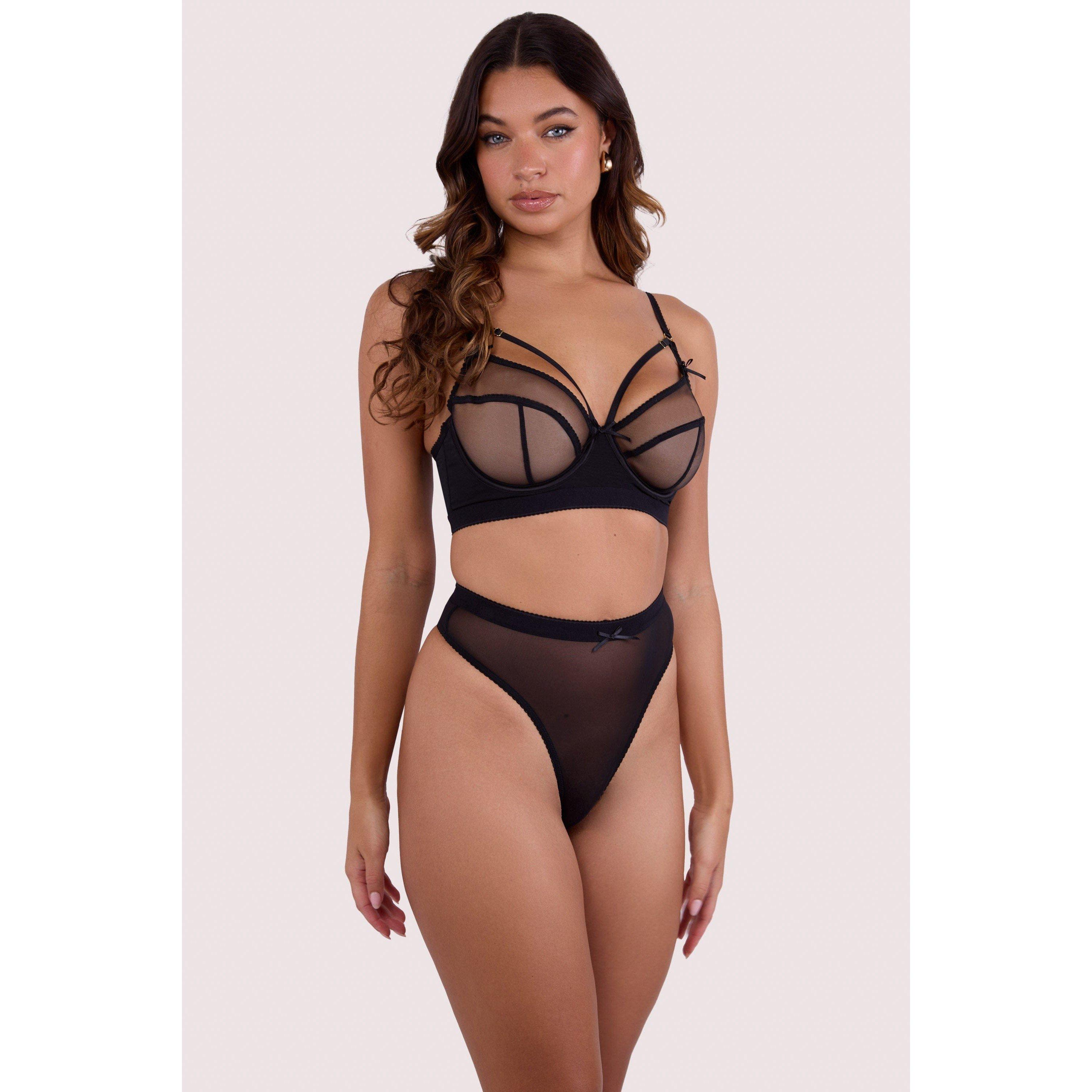 Black - Playful Promises - Josie Black Mesh High Waist Thong - 3