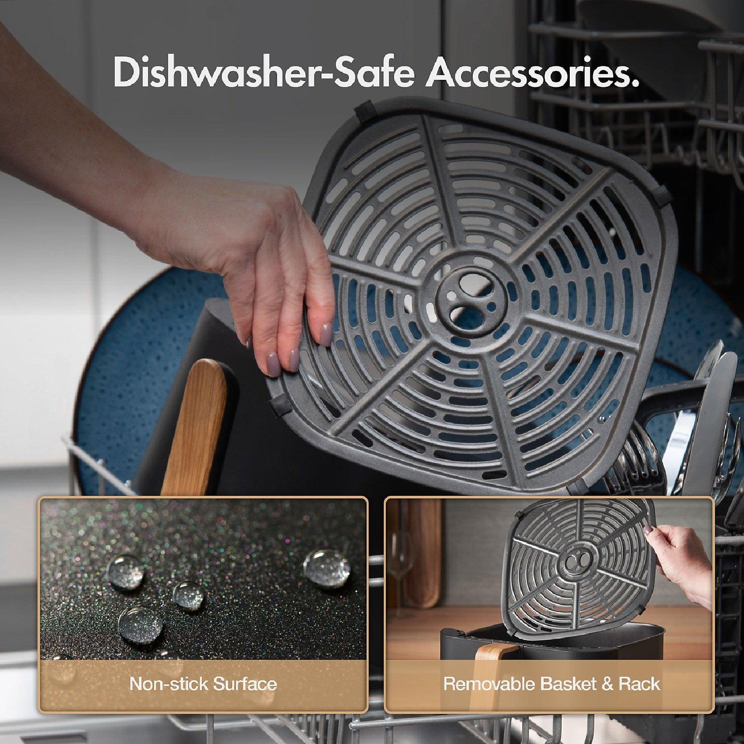 Black - VonShef - Fika Black & Wood 6L Air Fryer - 7