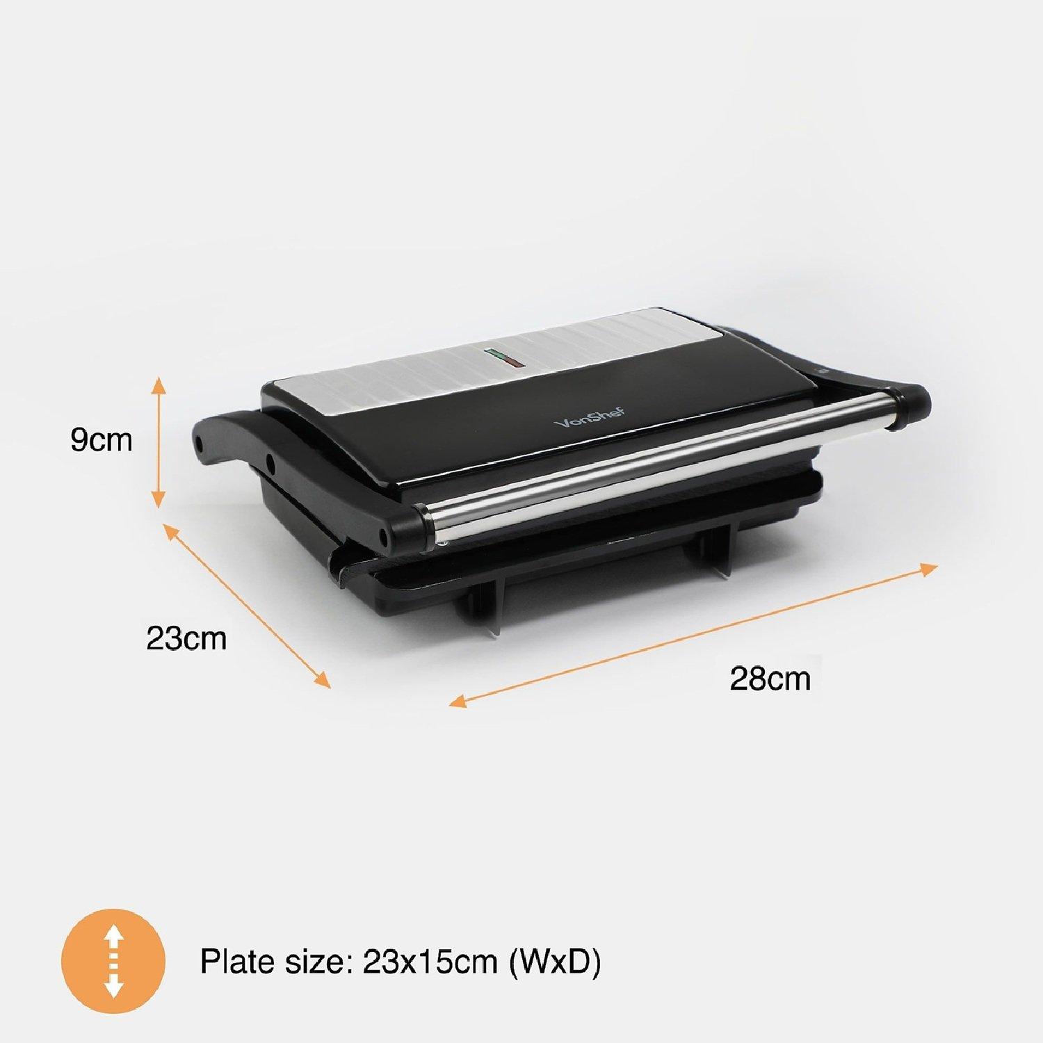 Black - VonShef - 2 Slice Sandwich Grill - 3