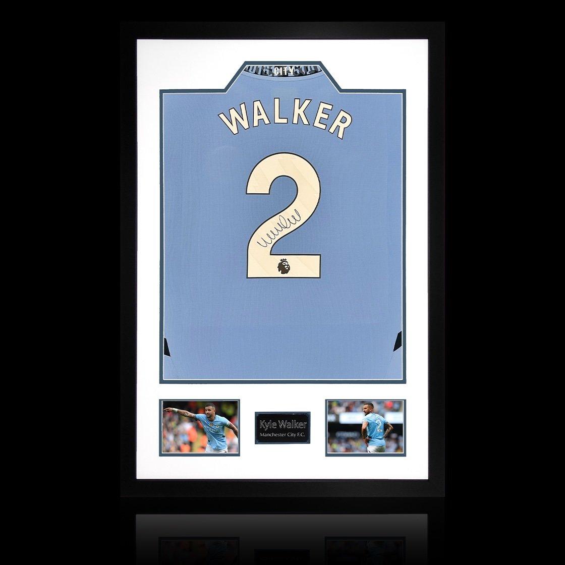 The Fan Cave  Kyle Walker Signed Manchester City Shirt Premium - Red - 850mm x 60