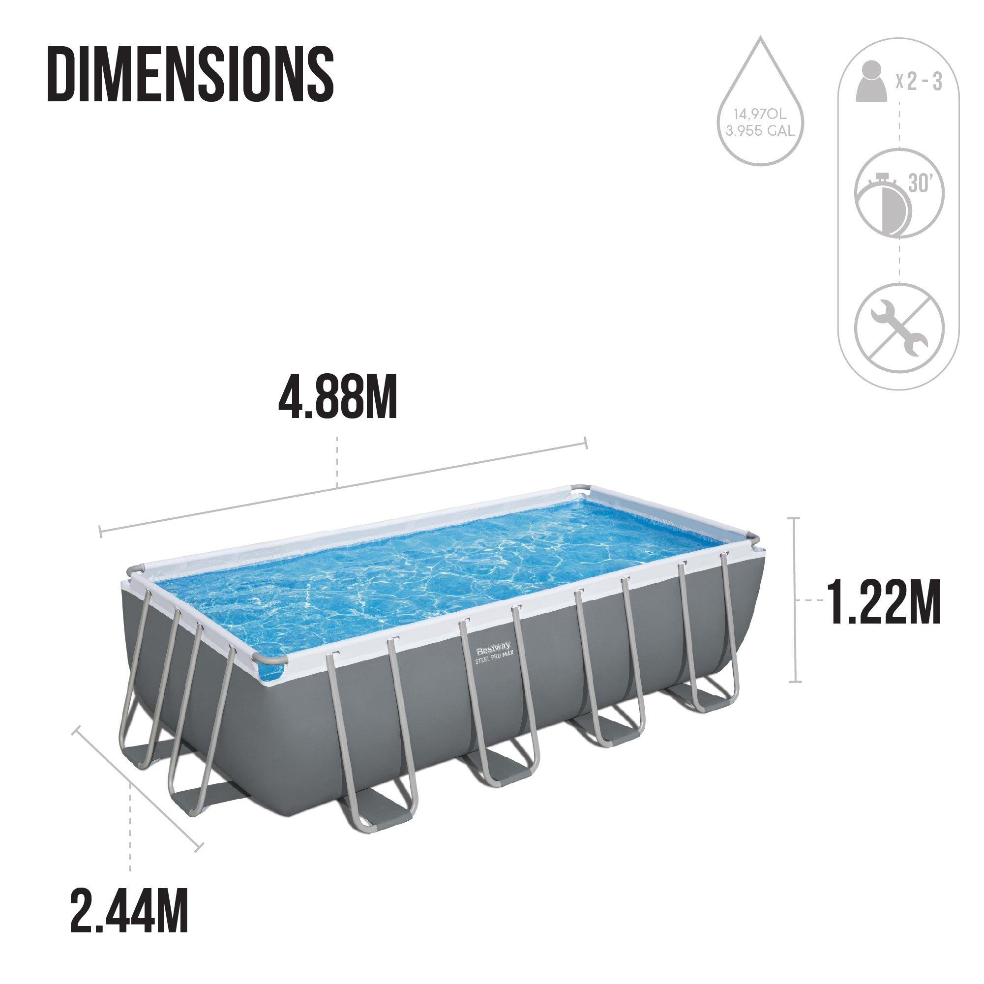 Grey - Bestway - Steel Pro MAX™ 16 x 8 x 48 Rectangular Pool Set - 4