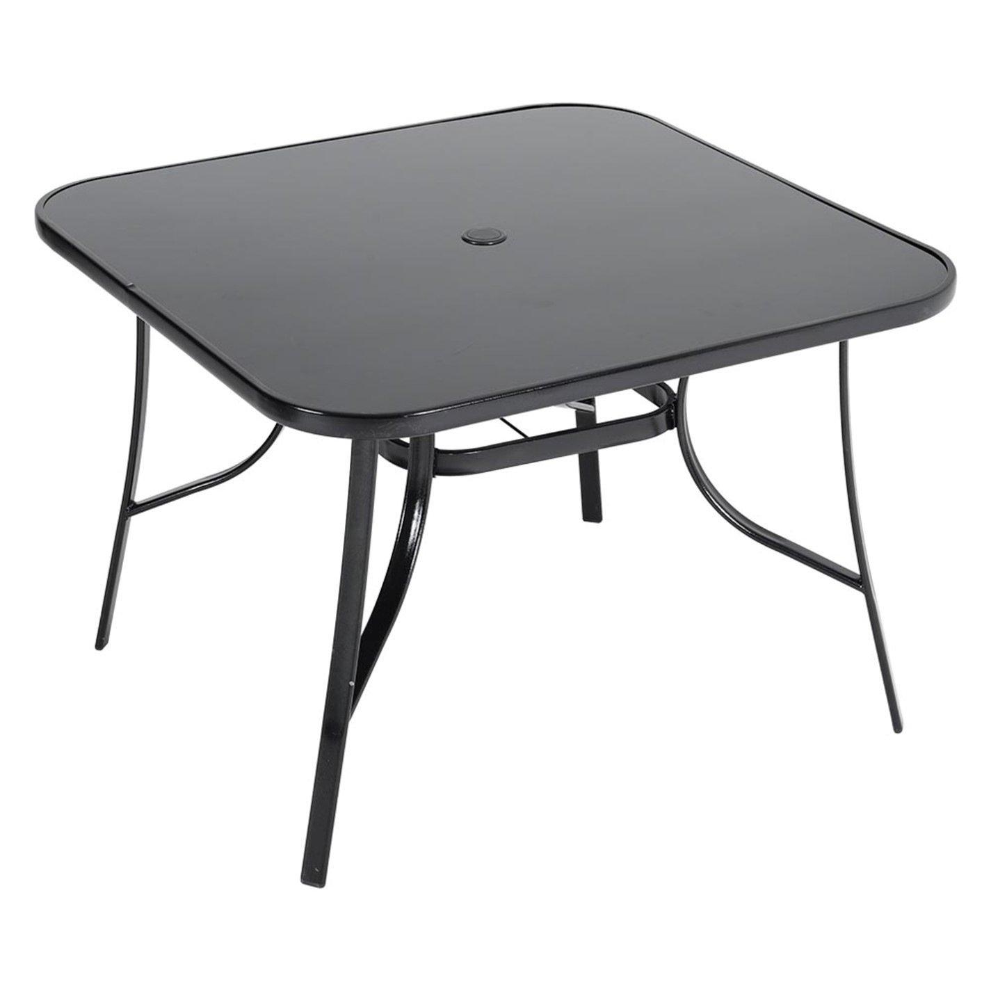 Black - Breeins - Square Glass Table with 2 Folding Chairs - 3