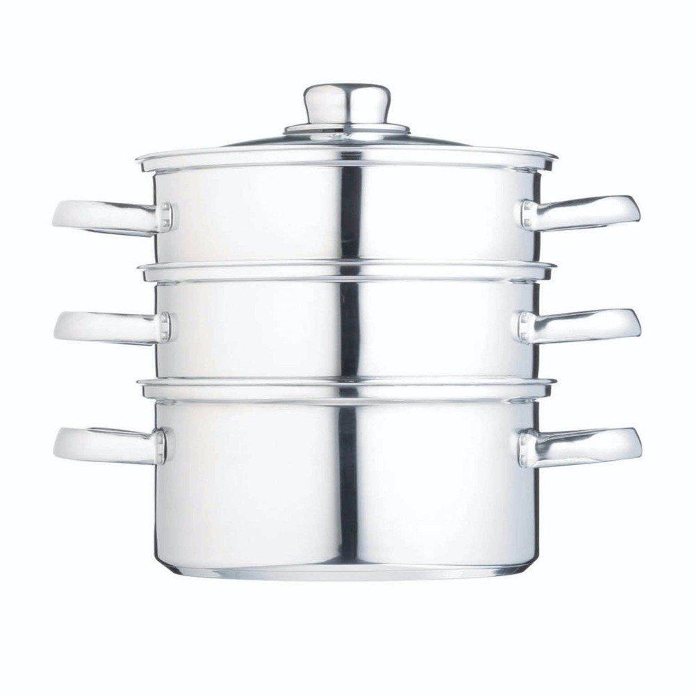 Kitchencraft  Stainless Steel Three Tier Steamer - Silver - 21x18.8cm