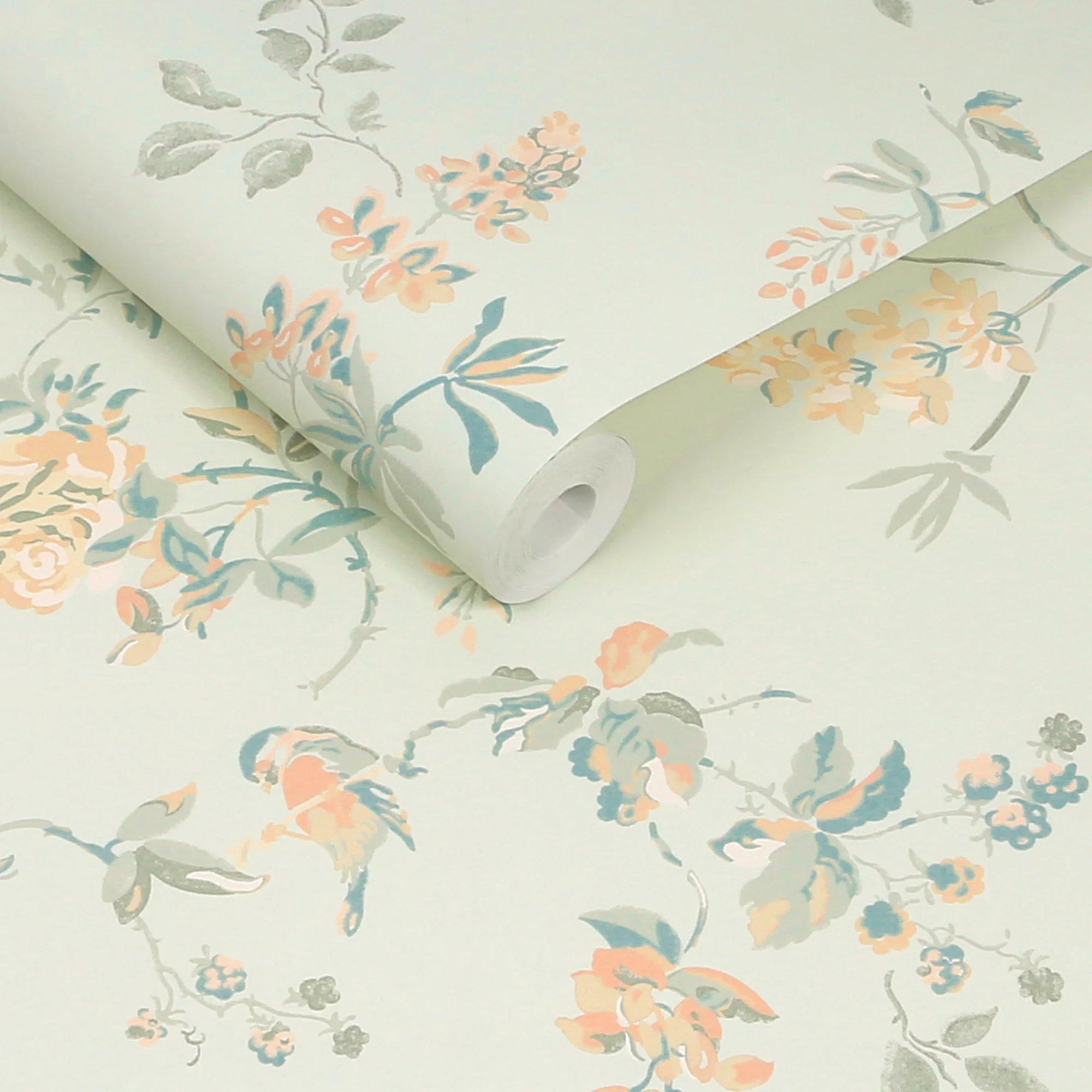 Sage - Cath Kidston - Birds and Roses Blue Wallpaper - 3