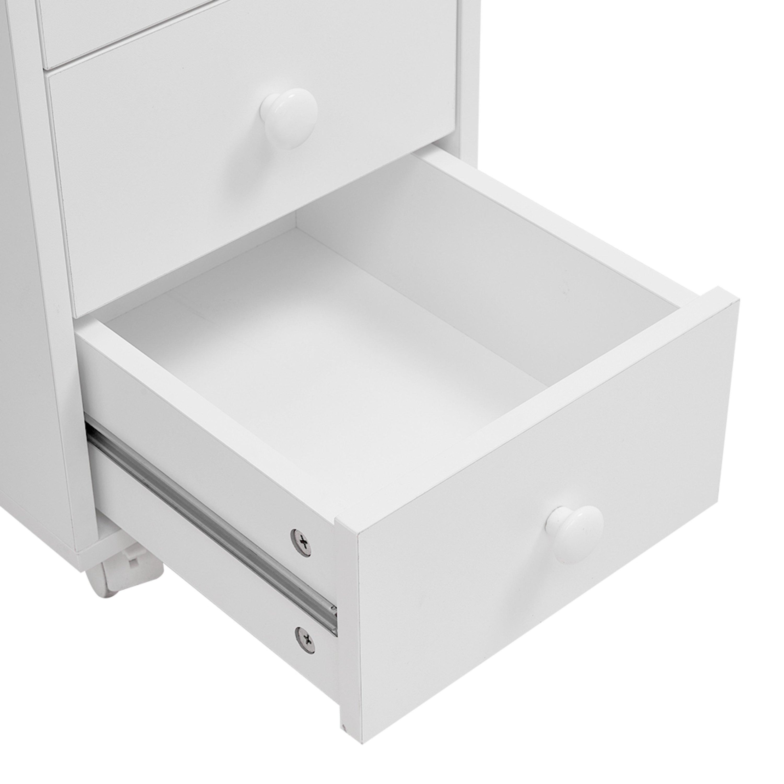 White - SHEONLY - 4 Drawers Nail Table Beauty Salon Desk on Wheels - 8