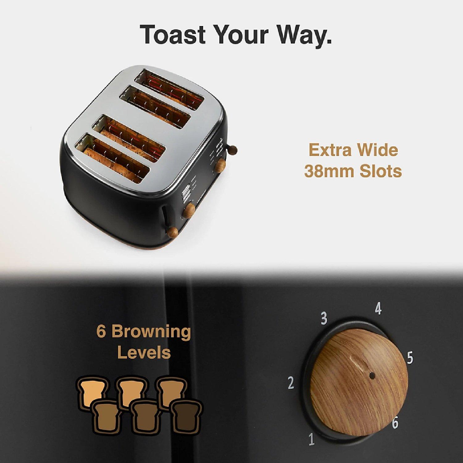 Black - VonShef - Fika Black 3.5L Slow Cooker Kettle & Toaster Set - 7