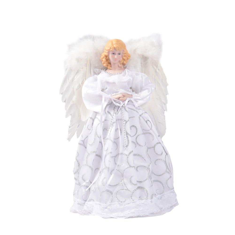 White - LIFE IDEAS - Angel Tree Topper with LED Lights - 3