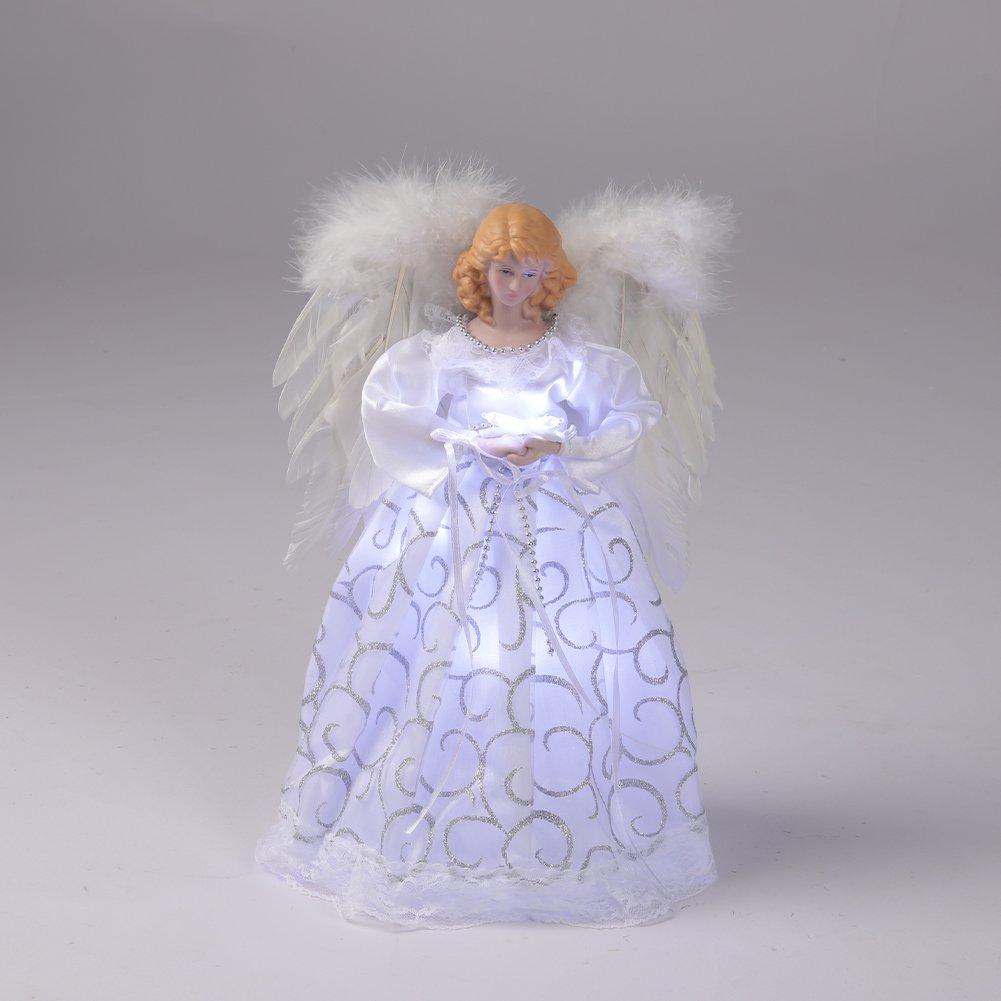White - LIFE IDEAS - Angel Tree Topper with LED Lights - 4