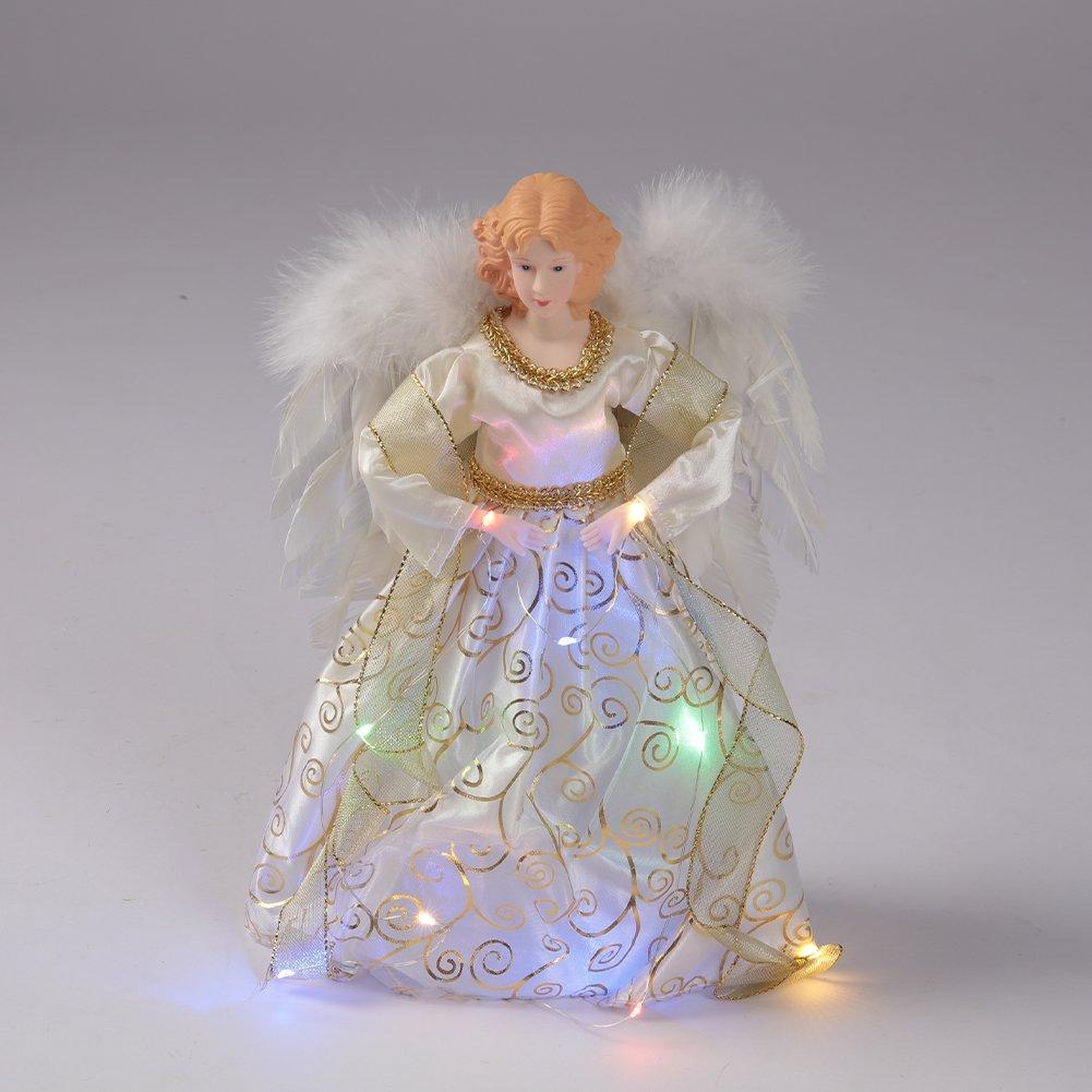 Yellow - LIFE IDEAS - Angel Tree Topper with LED Lights - 4