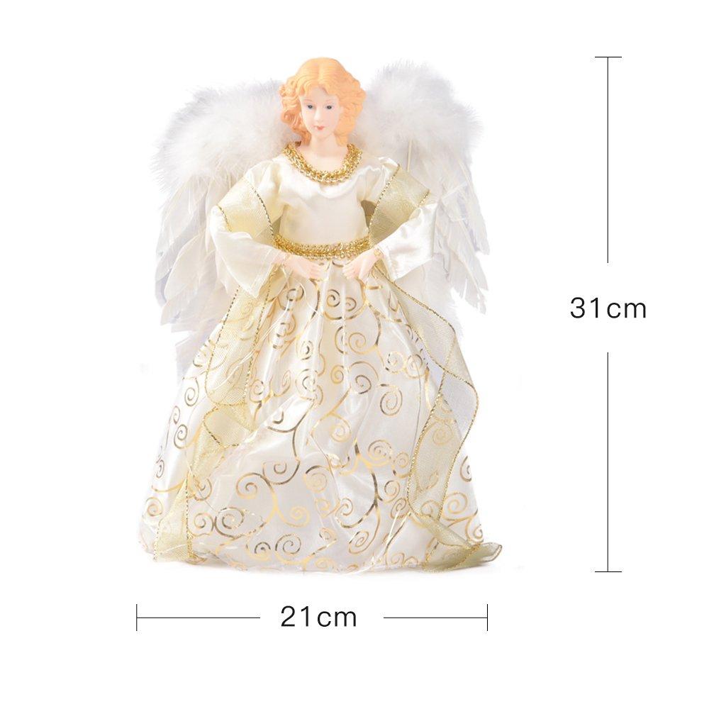 Yellow - LIFE IDEAS - Angel Tree Topper with LED Lights - 7