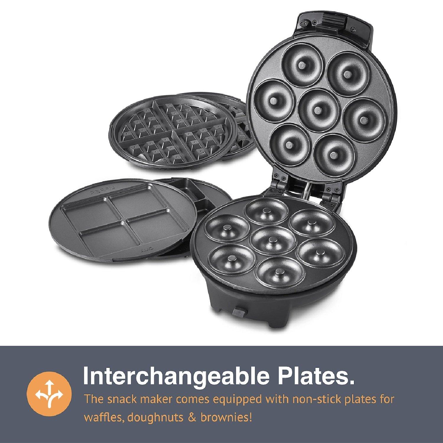 Black - VonShef - Doughnut Brownie & Waffle Maker - 4
