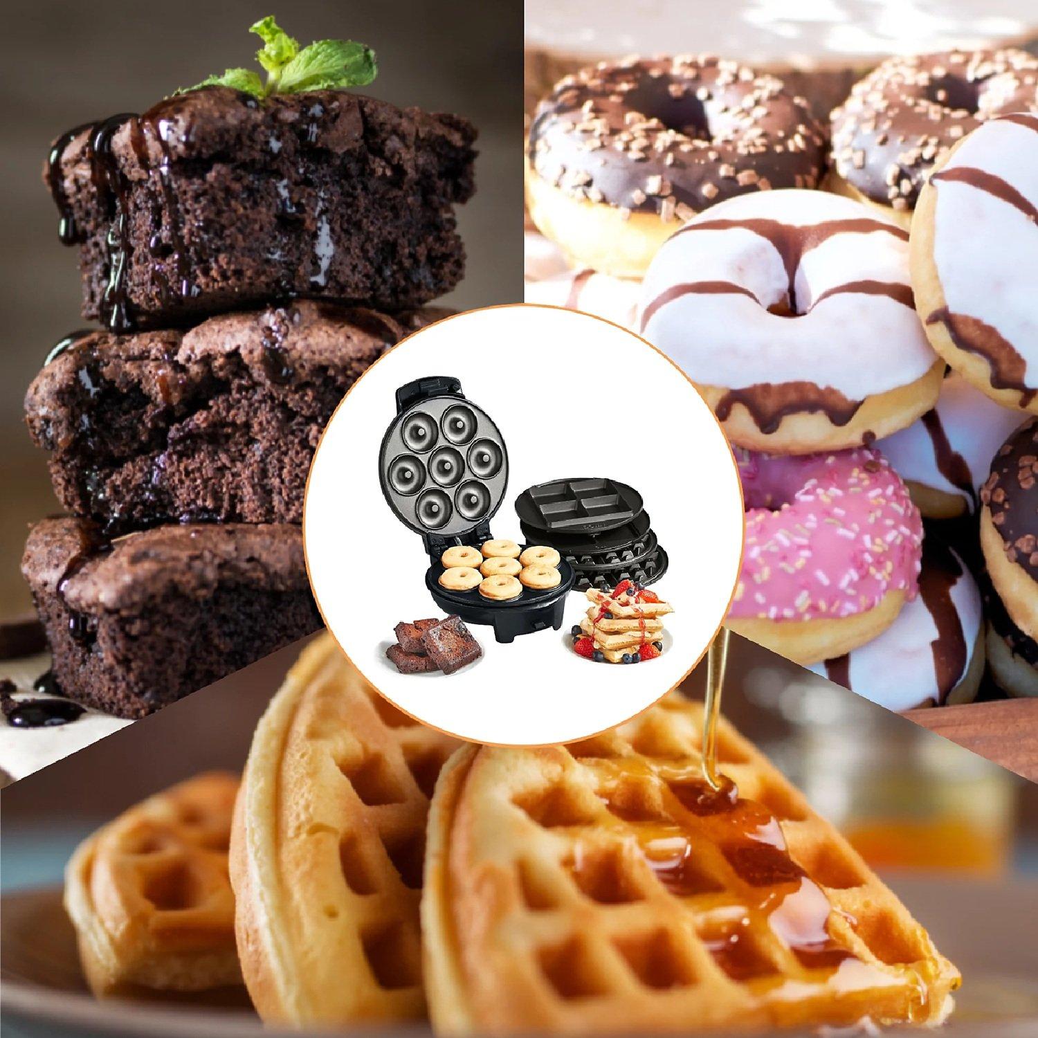 Black - VonShef - Doughnut Brownie & Waffle Maker - 6