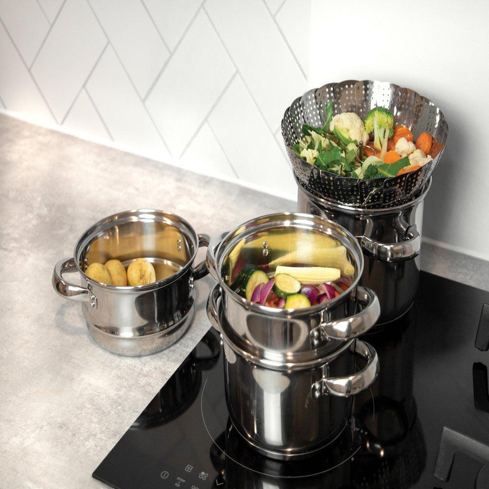 Silver - KitchenCraft - Stainless Steel Three Tier Steamer - 6