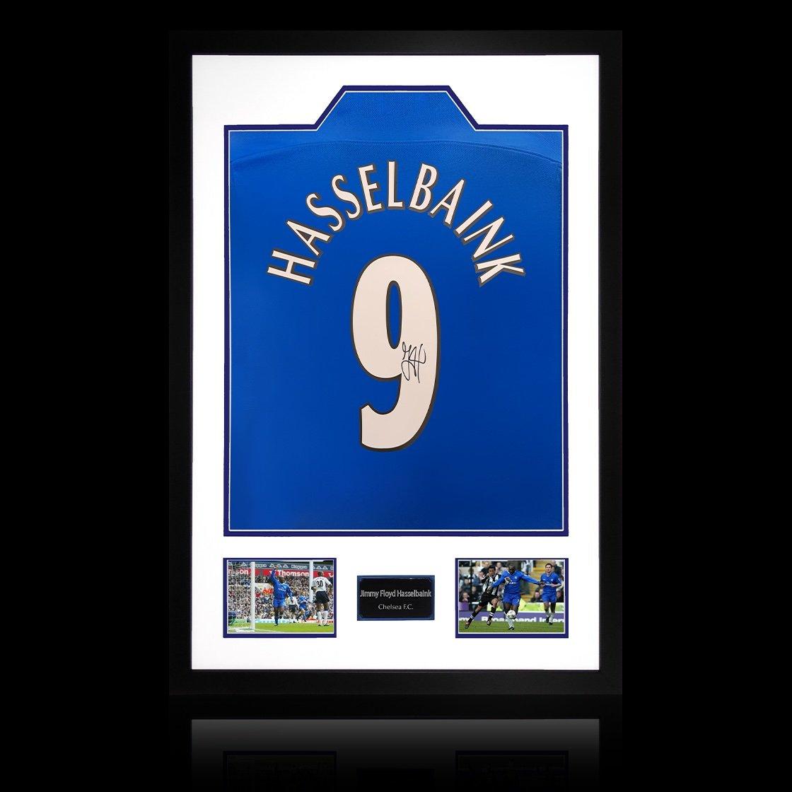 The Fan Cave  Jimmy Floyd Hasselbaink Signed Chelsea Shirt Elite - Blue - 850mm x 60