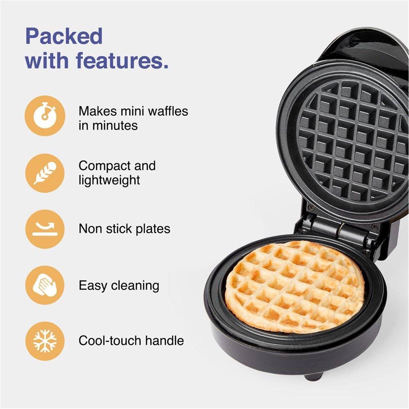 Black - VonShef - Mini Waffle Maker - 600w - 2