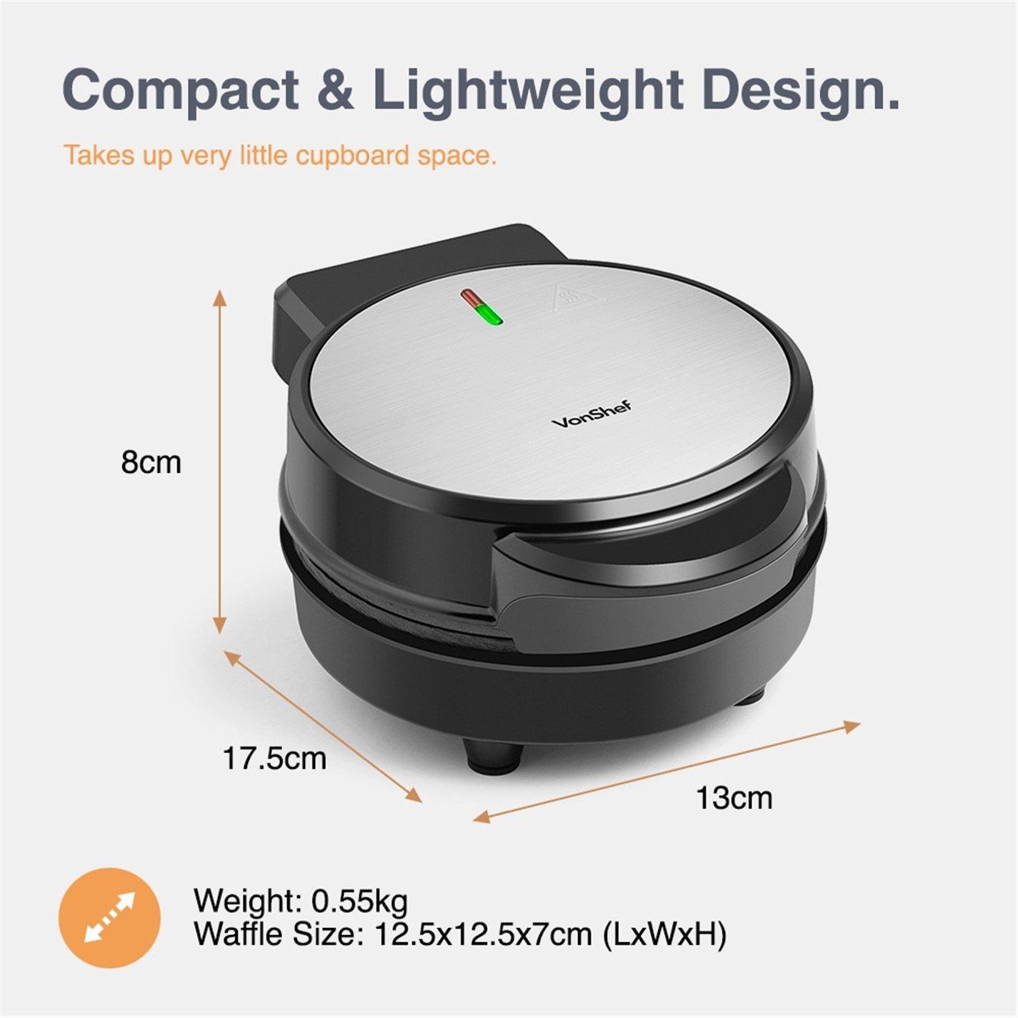 Black - VonShef - Mini Waffle Maker - 600w - 7