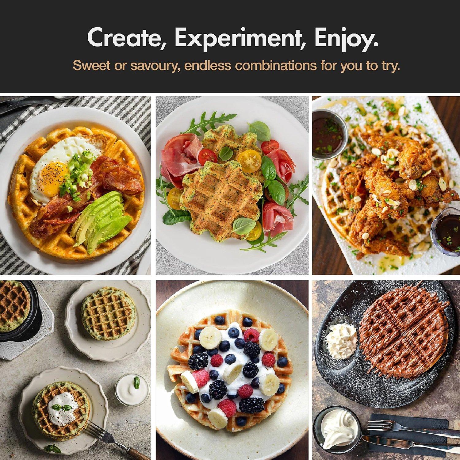 Black - VonShef - Dual Round Waffle Maker - 8