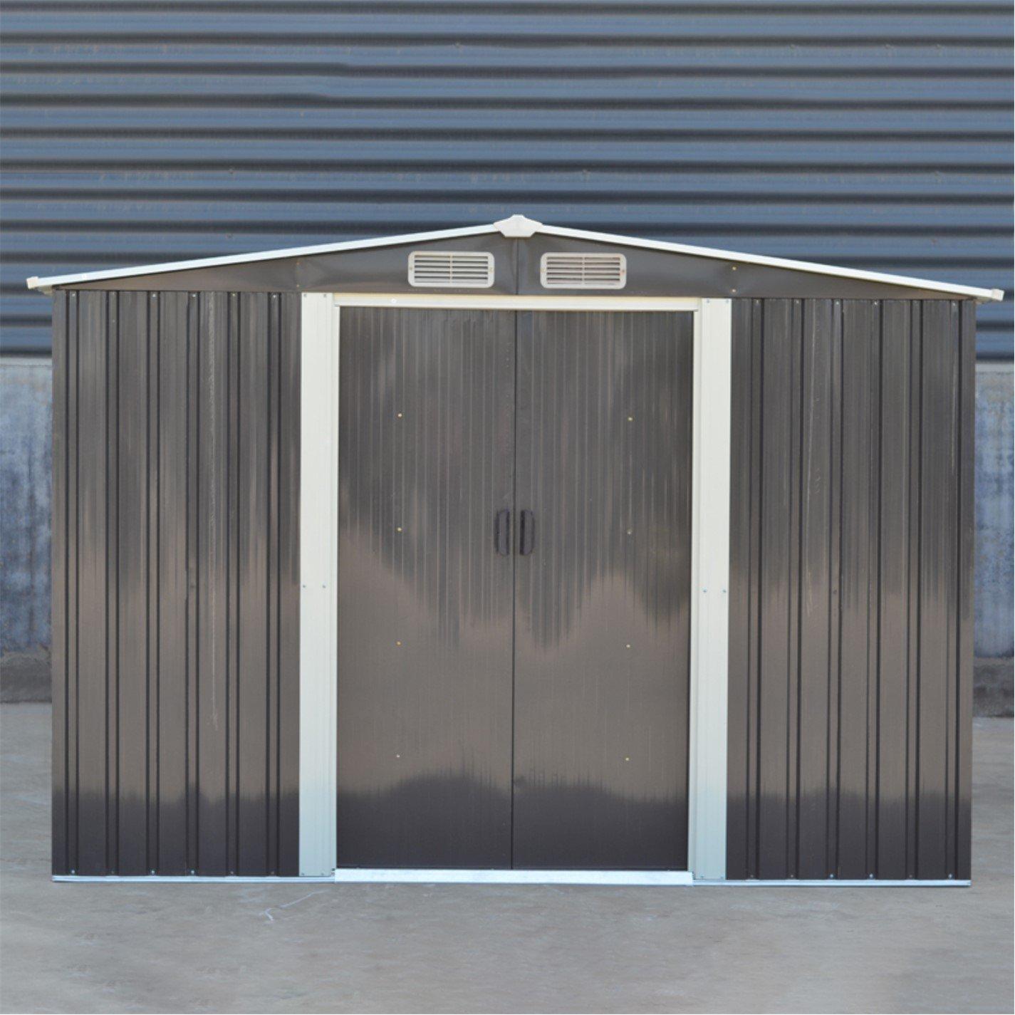 Black - Breeins - Outdoor 8x8Fts Metal Storage Shed Charcoal Black - 2