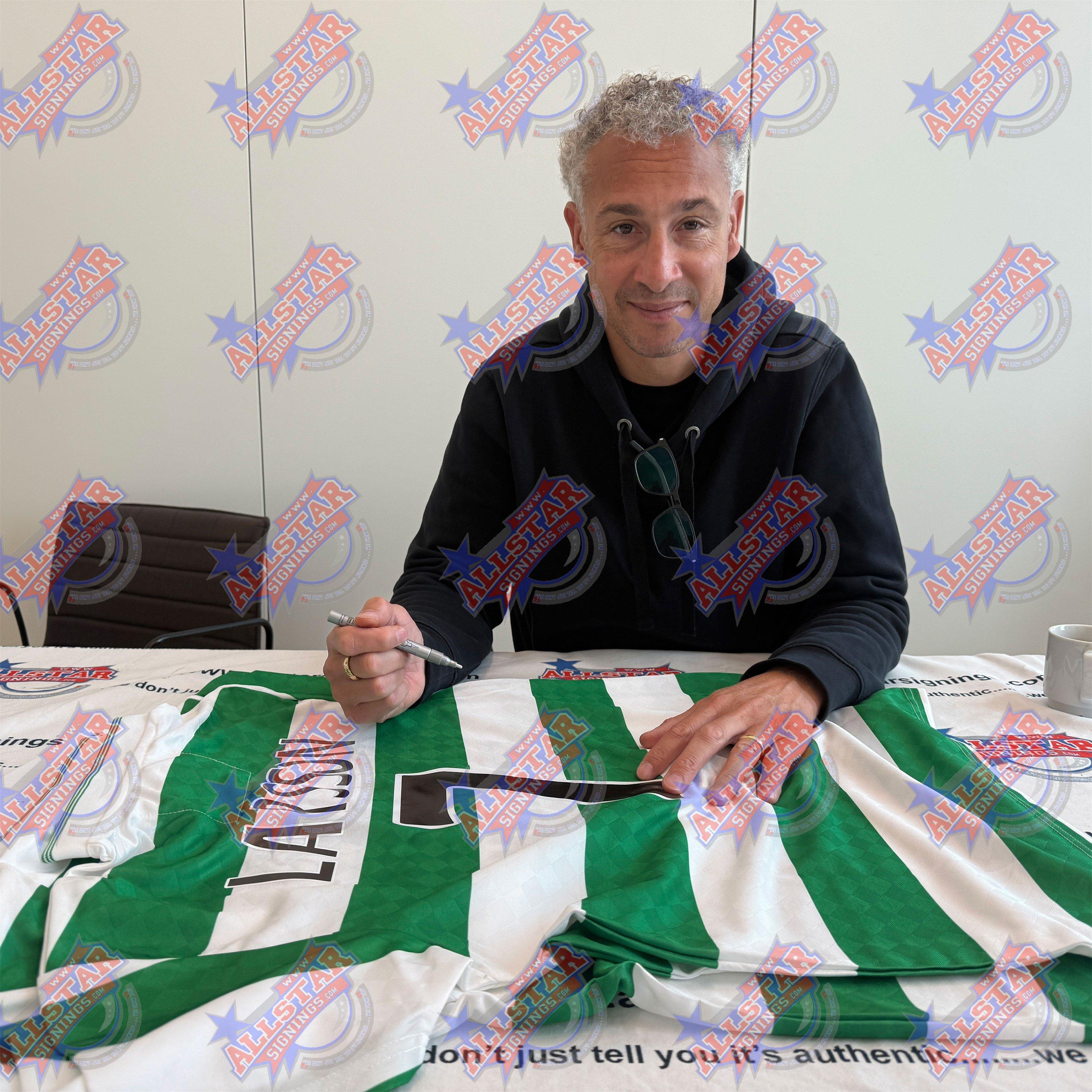 Green - AllStarSignings Ltd - Henrik Larsson signed Celtic shirt - 2