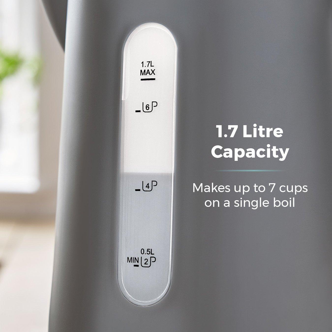 Grey - Tower - Scandi 3KW 1.7 Litre Kettle Grey with Wooden Accen - 3