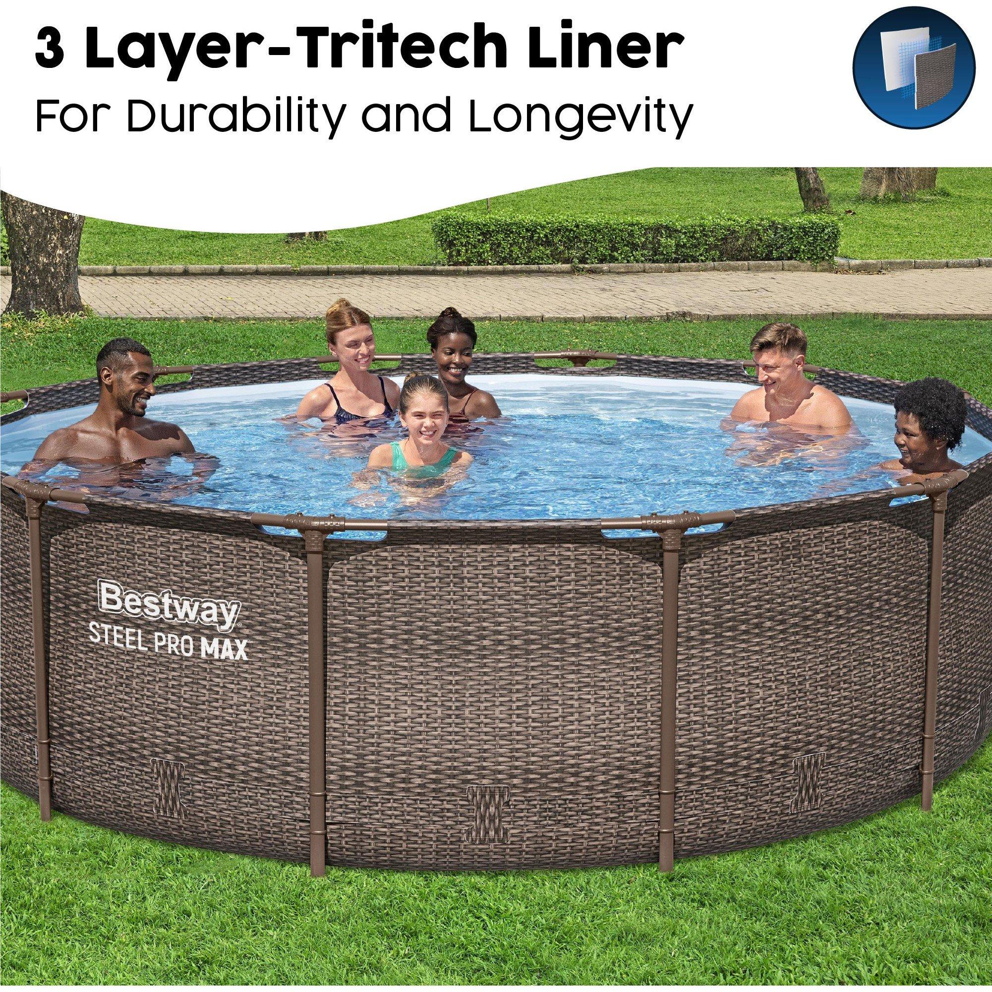 Brown Wicker Ef - Bestway - 12 x 39.5 Steel Pro Deluxe Pool Set - 3