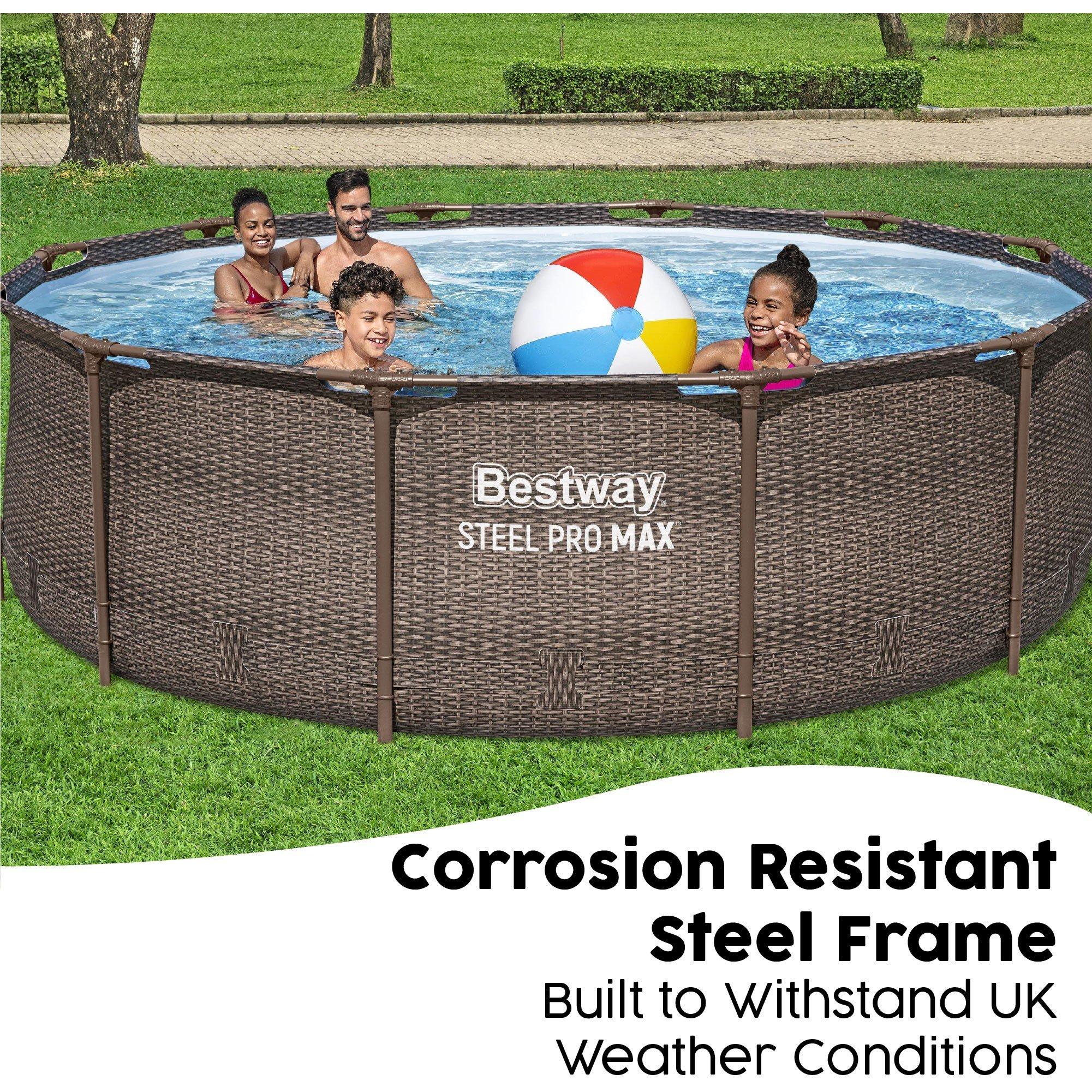 Brown Wicker Ef - Bestway - 12 x 39.5 Steel Pro Deluxe Pool Set - 5