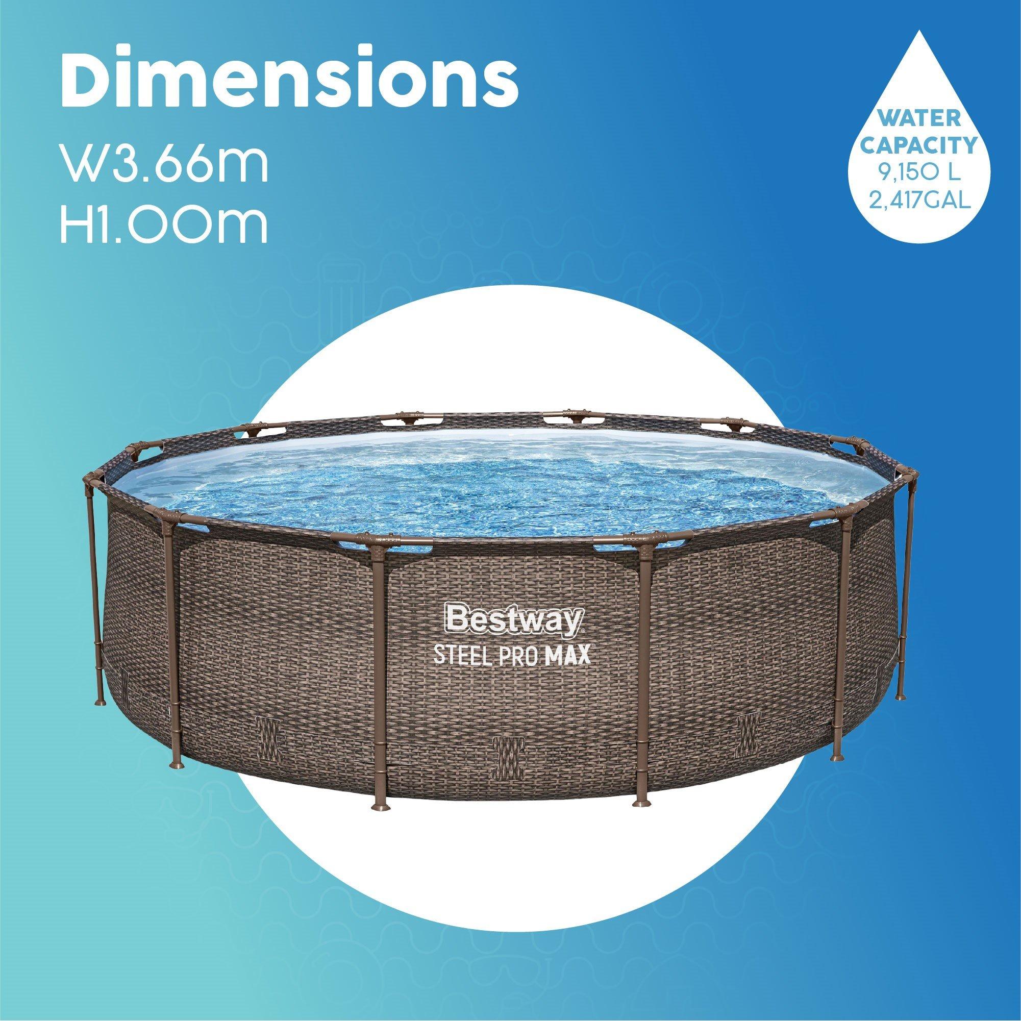 Brown Wicker Ef - Bestway - 12 x 39.5 Steel Pro Deluxe Pool Set - 7