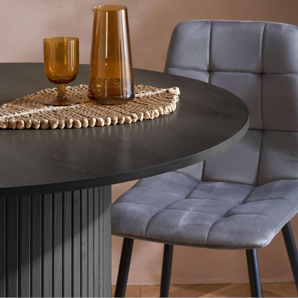 Black - Birlea - Axel Round Fluted Dining Table - 3