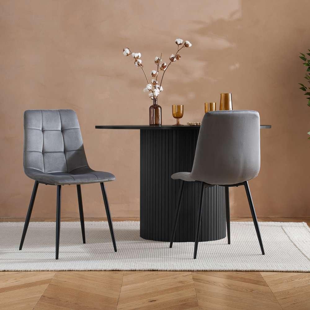 Black - Birlea - Axel Round Fluted Dining Table - 4