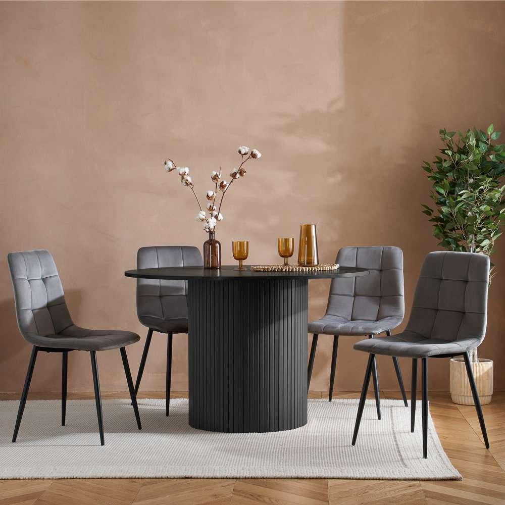 Black - Birlea - Axel Round Fluted Dining Table - 5